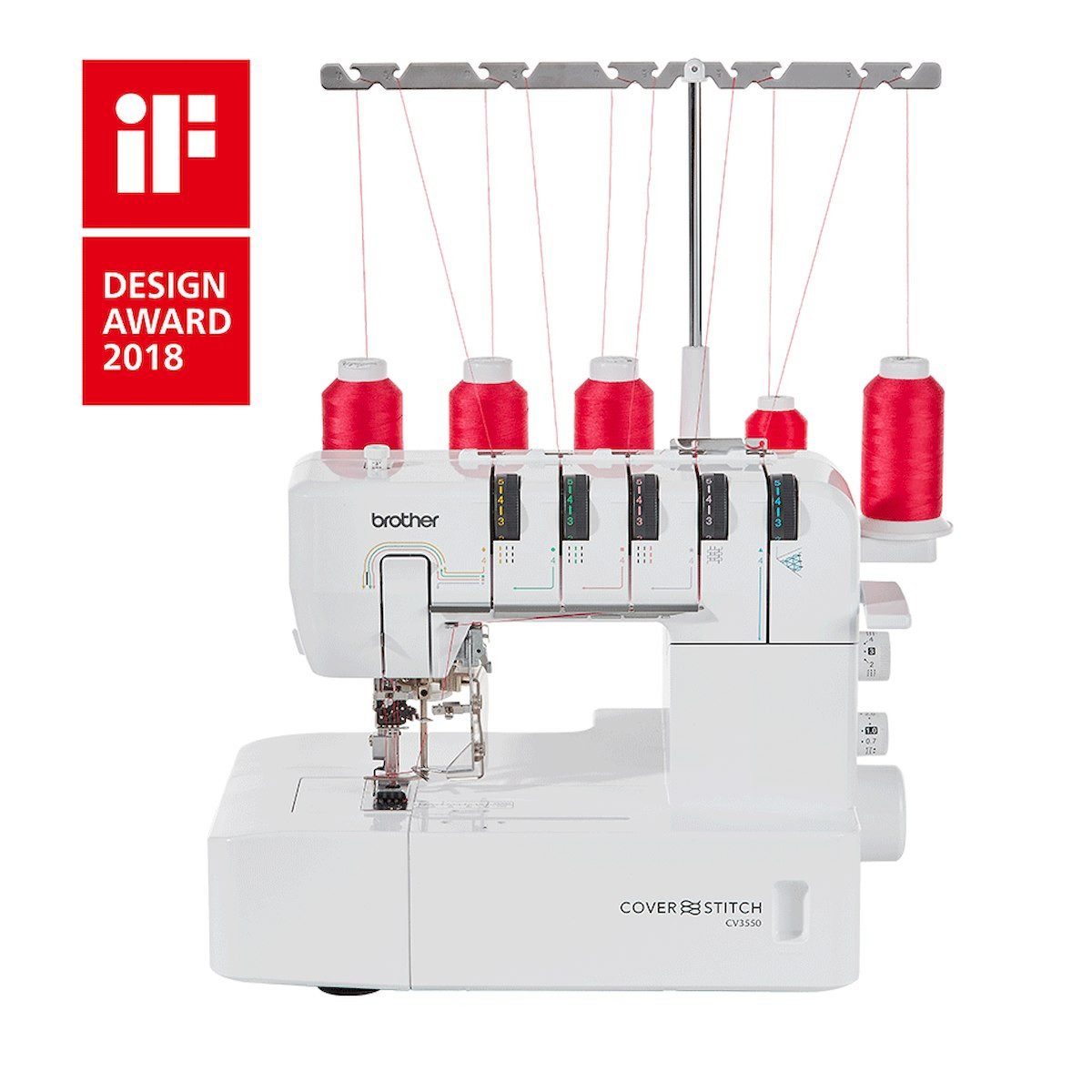 Brother Nähmaschine Brother CV3550 Coverstich, Automatisches Lösen der Fadenspannung, einfaches Einfädeln