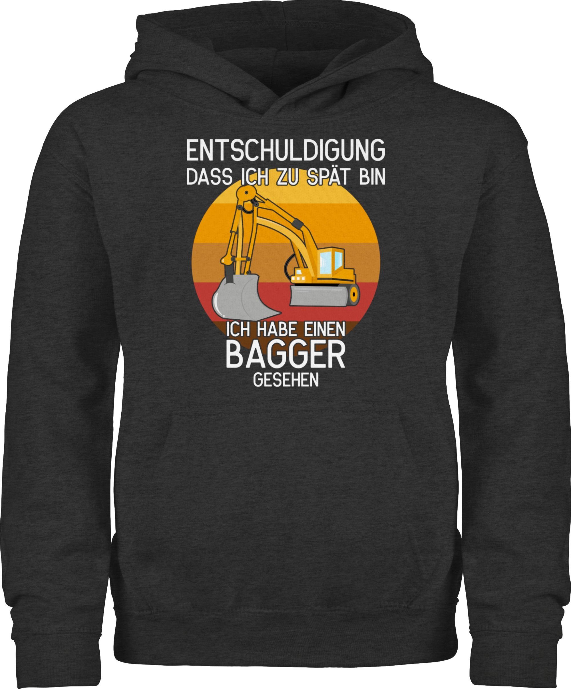 Shirtracer Hoodie Entschuldigung dass ich zu spät bin - Bagger gesehen Kinder Fahrzeuge 2 Anthrazit meliert