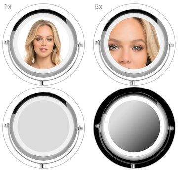 Navaris LED-Lichtspiegel LED Kosmetikspiegel - Make-up Standspiegel 5x Vergrößerung (1-St)