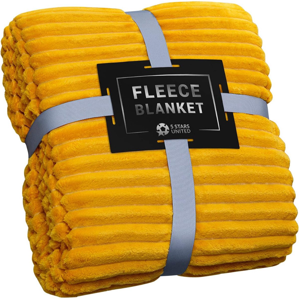 Wohndecke Fleecedecke 130 x 150 cm gelb, Polyester, Five Stars United, leicht, atmungsaktiv