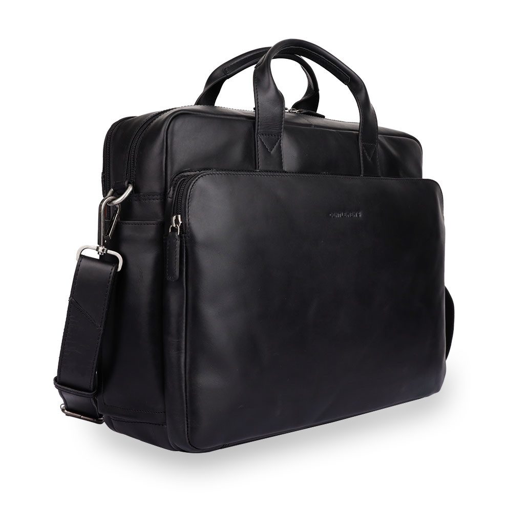 Gentlemen's Laptoptasche Max - Notebooktasche aus Echtleder mit Schultergurt 16 Zoll