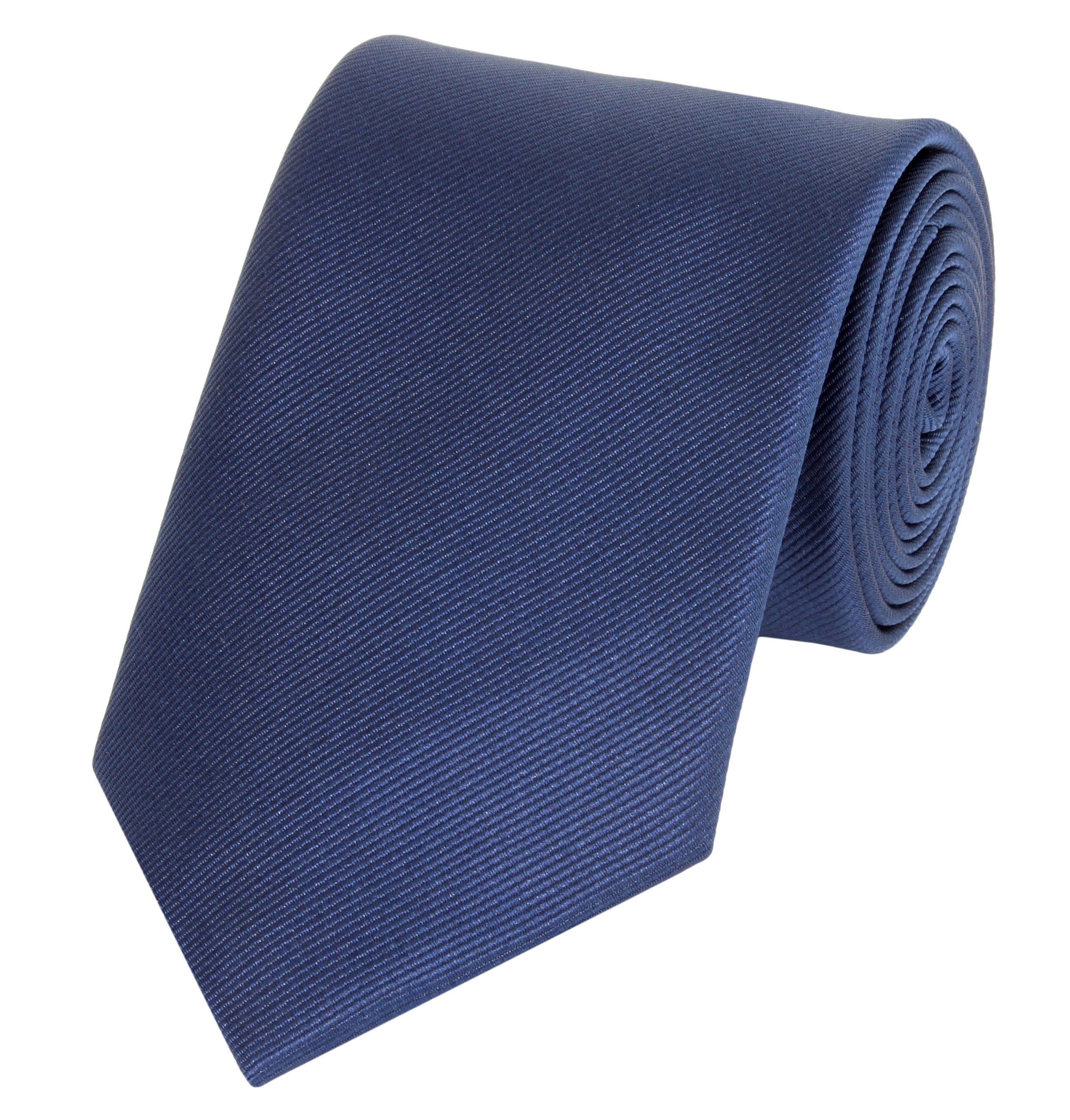 Fabio Farini Krawatte elegante Dunkelblaue Herren Krawatten - Schlips in 8cm (ohne Box, Unifarben) Breit (8cm), Enzianblau