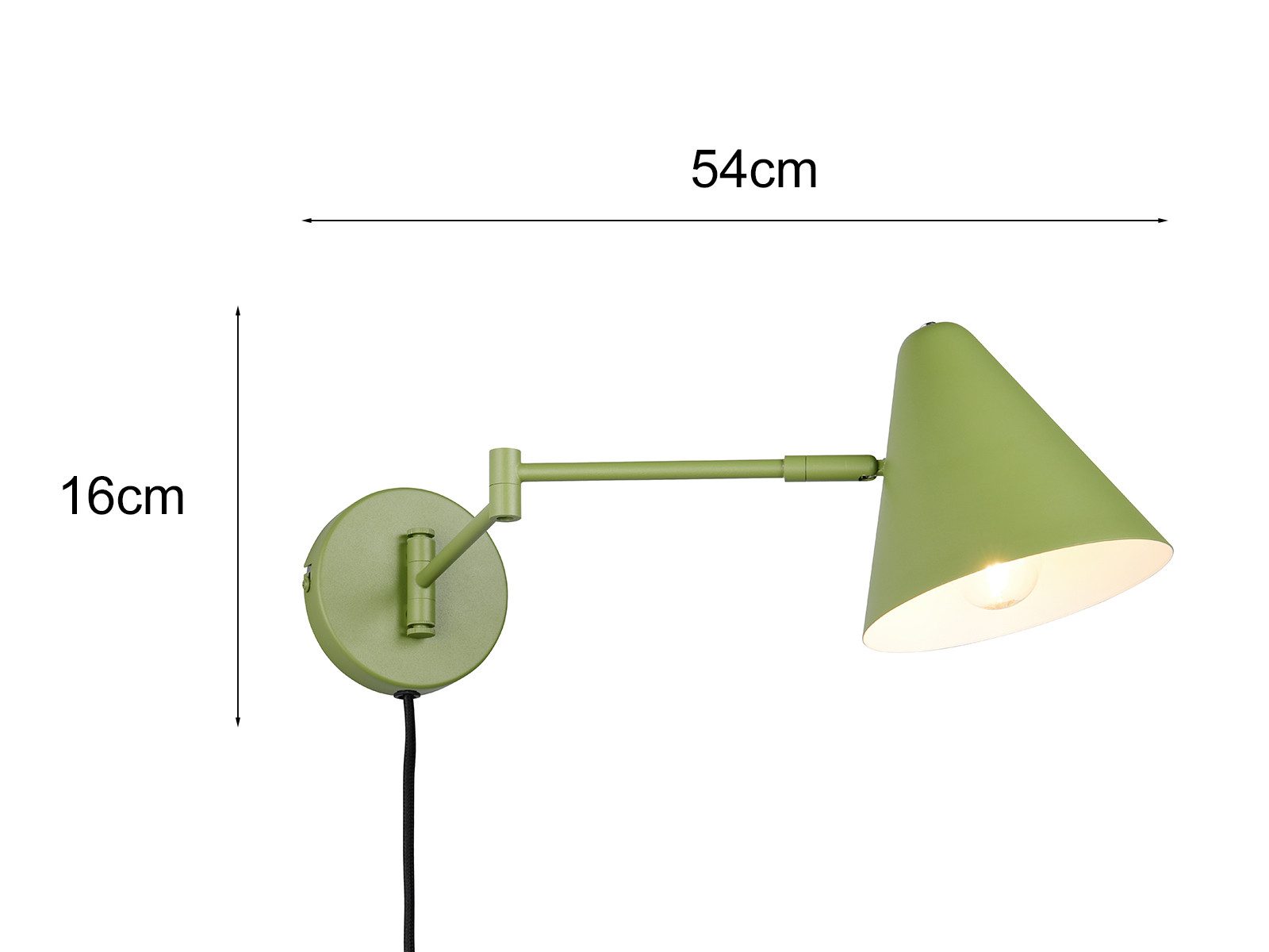 TRIO Leuchten LED Wandleuchte, Dimmfunktion, LED wechselbar, Warmweiß, Innen Wandbeleuchtung mit Schwenkarm Schalter, Kabel und Stecker