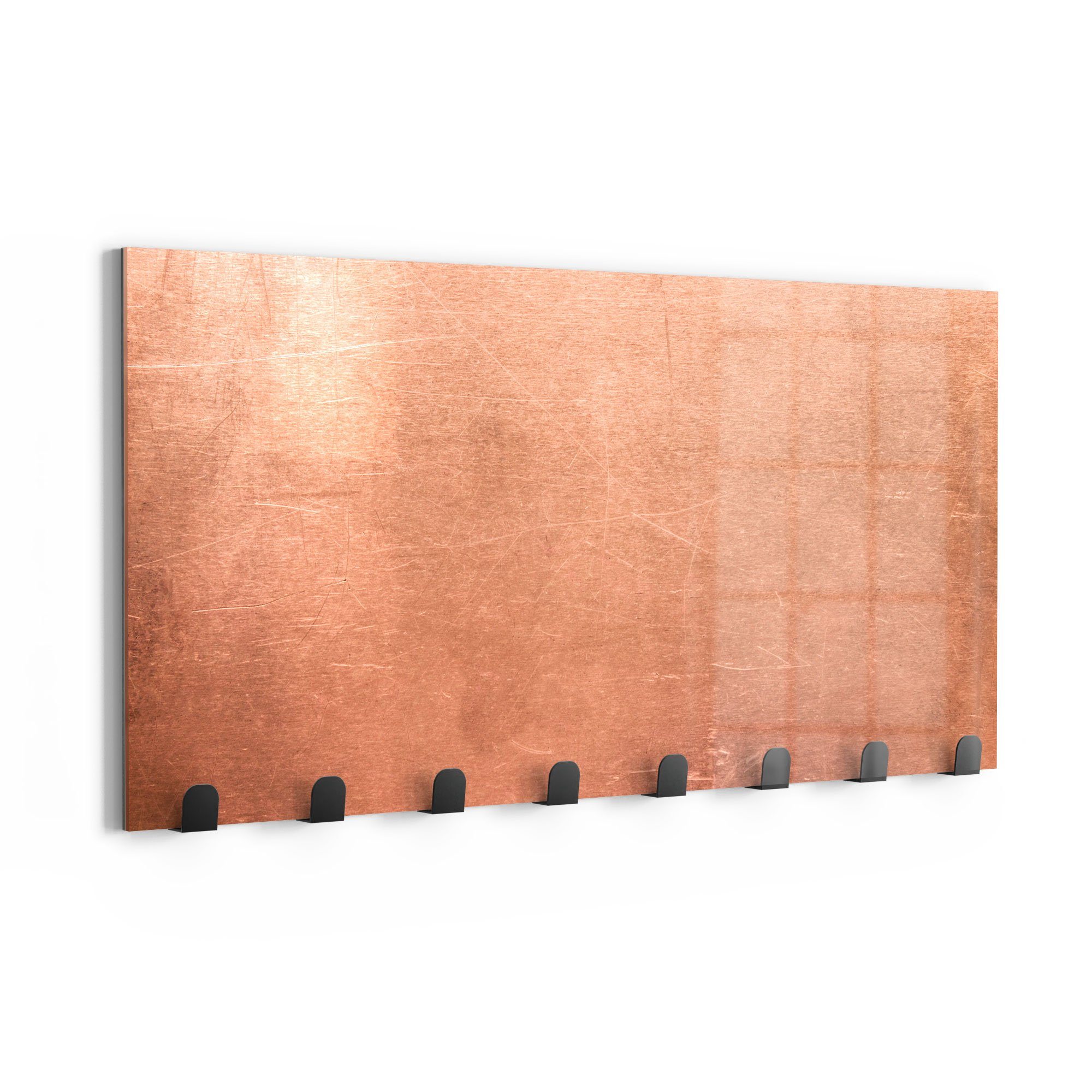 DEQORI Kleiderhaken 'Kupferplatte mit Kratzern', Glas Garderobe Paneel magnetisch beschreibbar