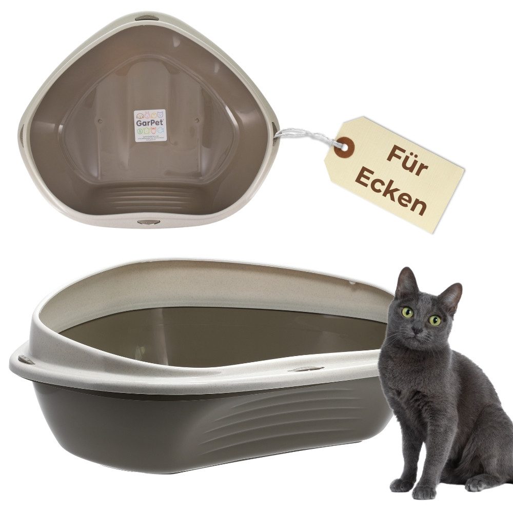 GarPet Katzenecktoilette Katzenklo Ecke Eckkatzentoilette Katzenklo mit Rand Ecktoilette Katzen