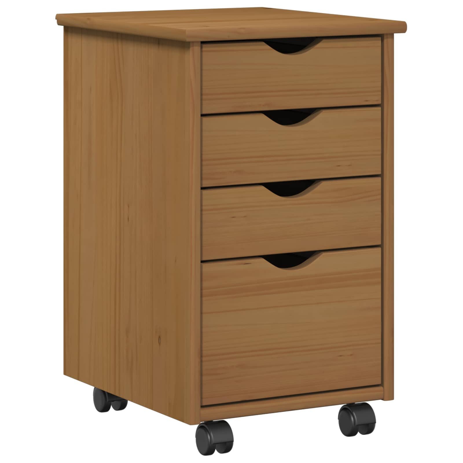 vidaXL Rollcontainer Rollschrank MOSS Honigbraun 34 x 39 x 56 cm, (1 St)