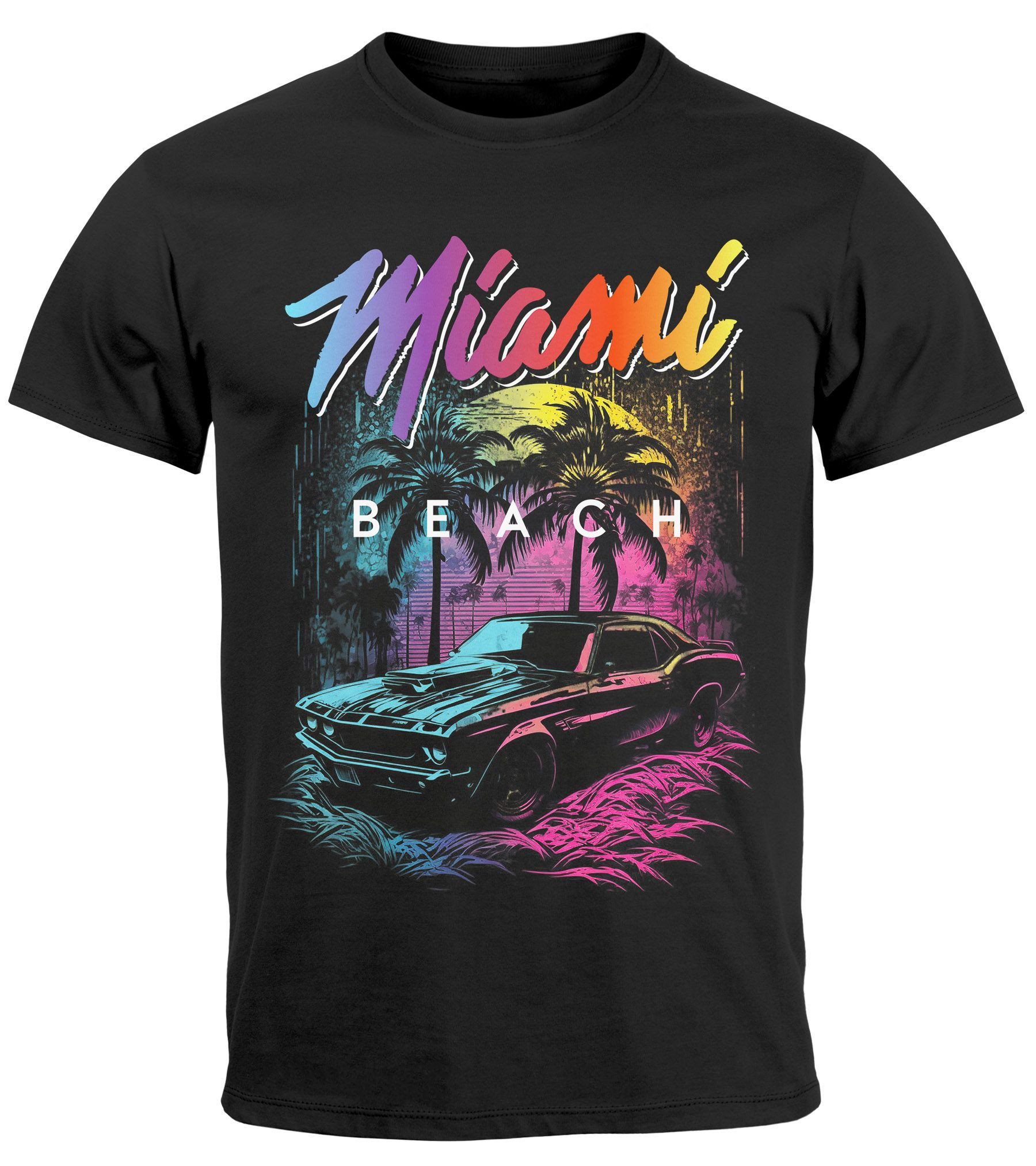 Neverless Print-Shirt Herren T-Shirt Miami Beach günstig online kaufen