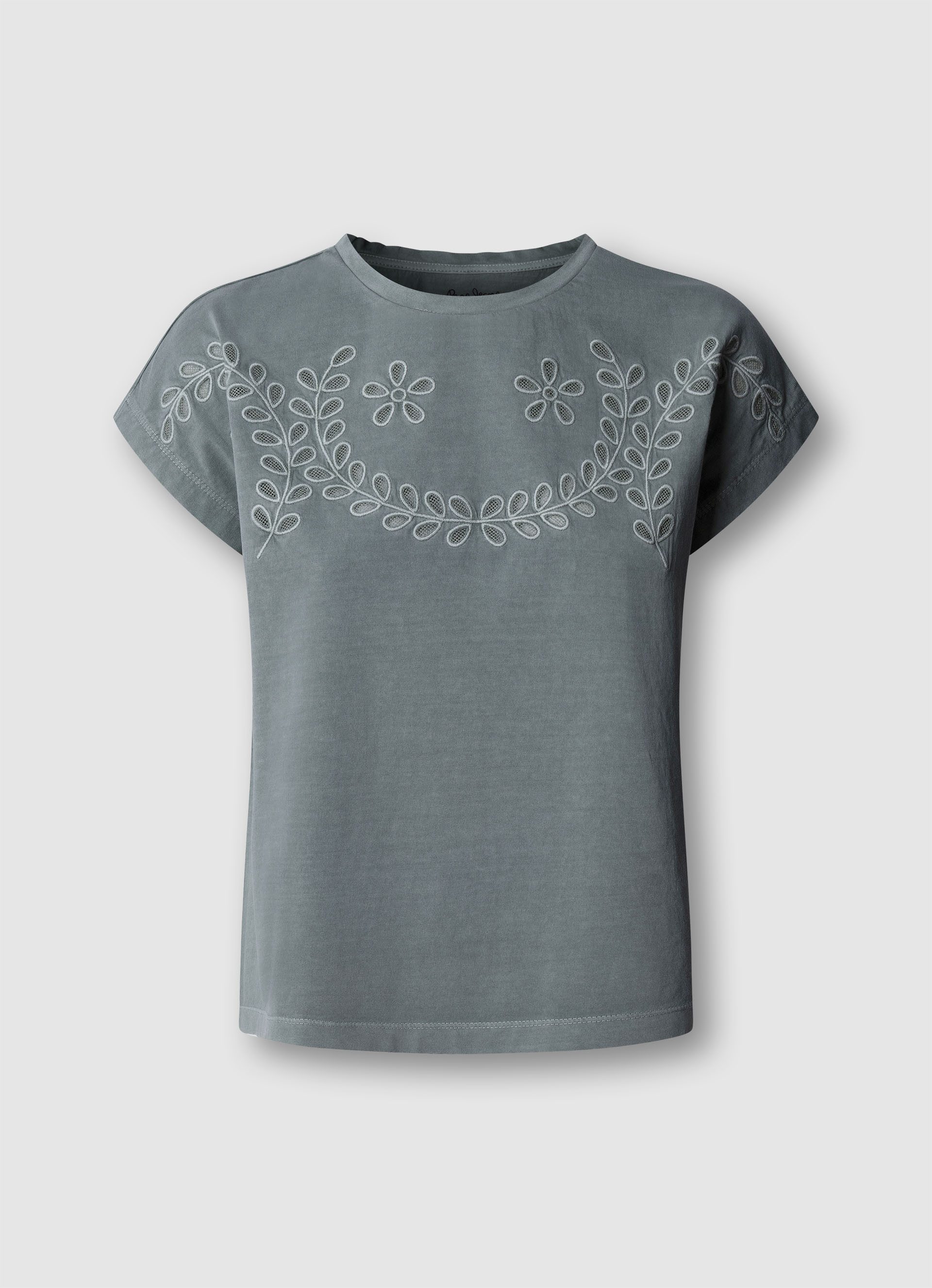 Pepe Jeans T-Shirt MINA mit floraler Lochstickerei günstig online kaufen
