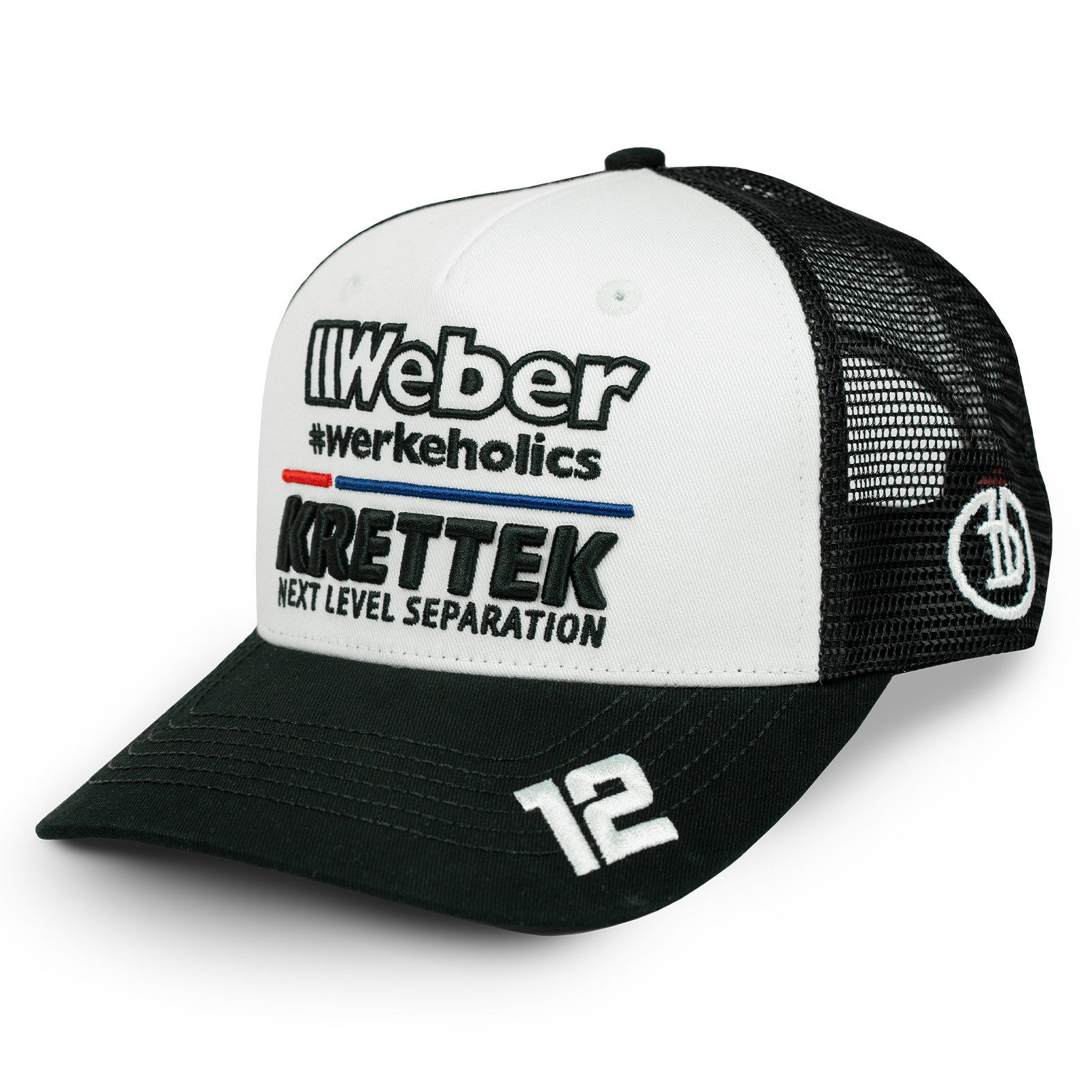 Weber GmbH Trucker Cap Weber #Werkeholics x Max Nagl Mesh Baseball Cap schwarz/weiß (1-St) basecap, mit 3D-Logostickerei, Schriftzug Max Nagl