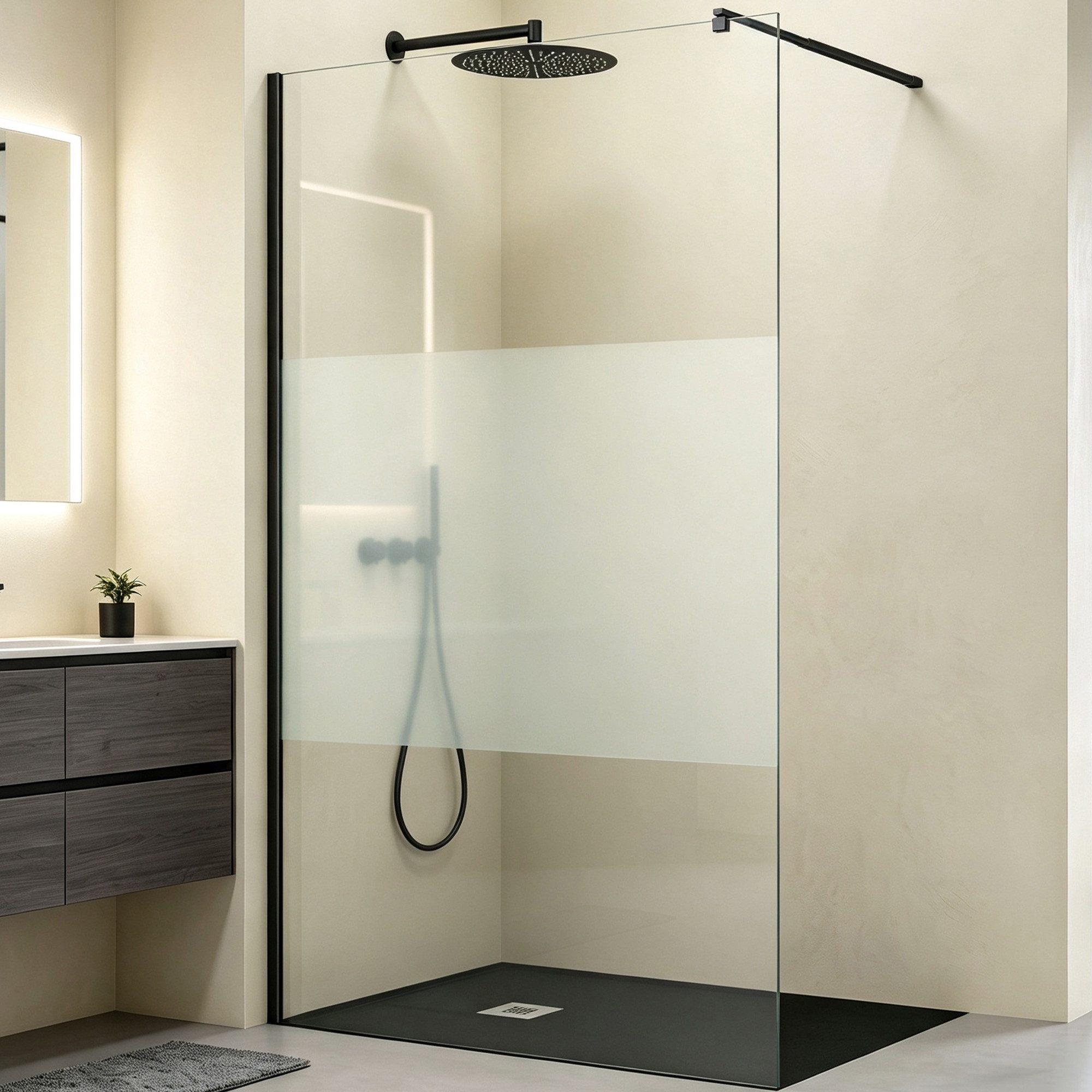 Mai & Mai Duschwand für Dusche Duschabtrennung Walk-In ESG-Sicherheitsglas 8mm NANO
