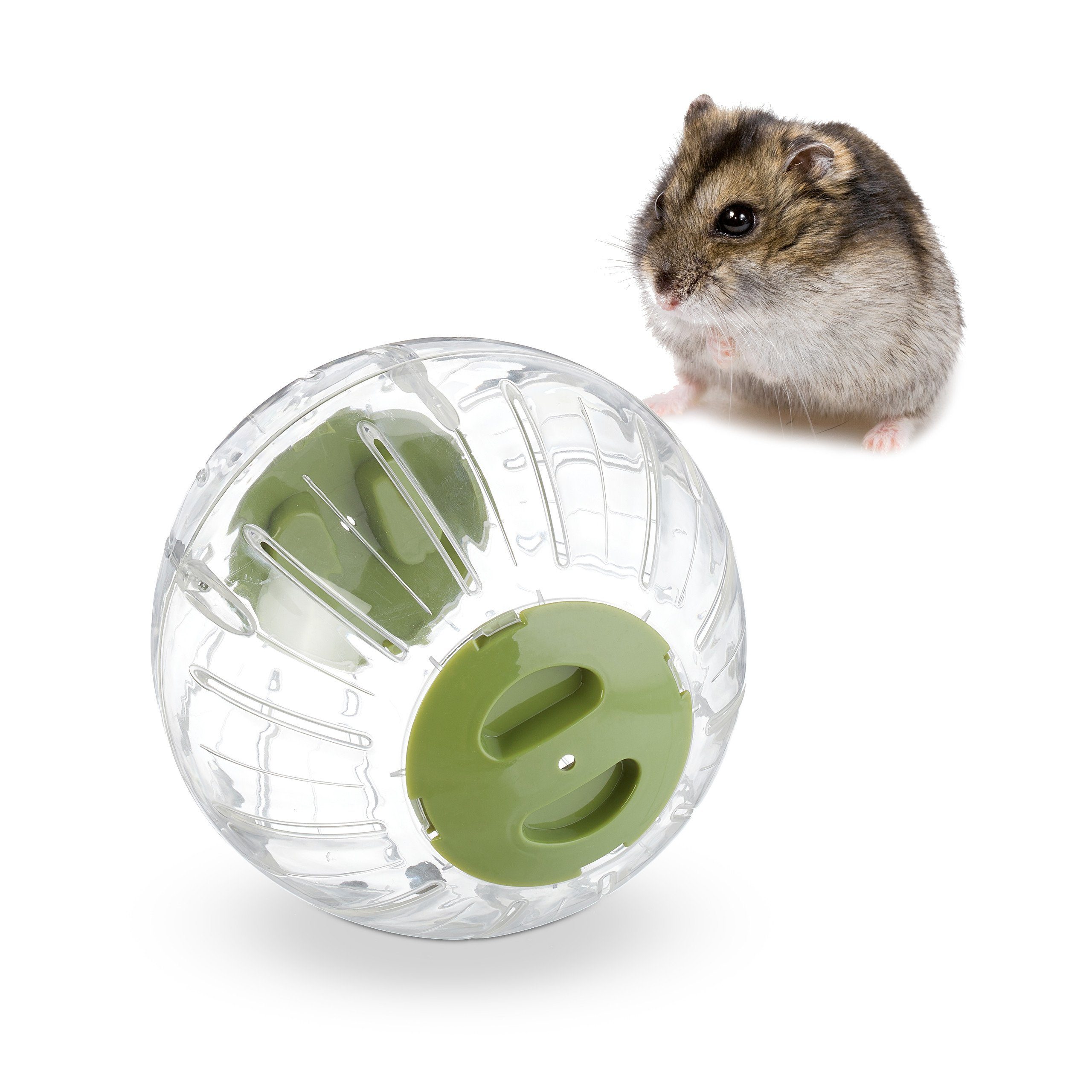 relaxdays Tierball Hamsterball mit grünem Deckel, Kunststoff