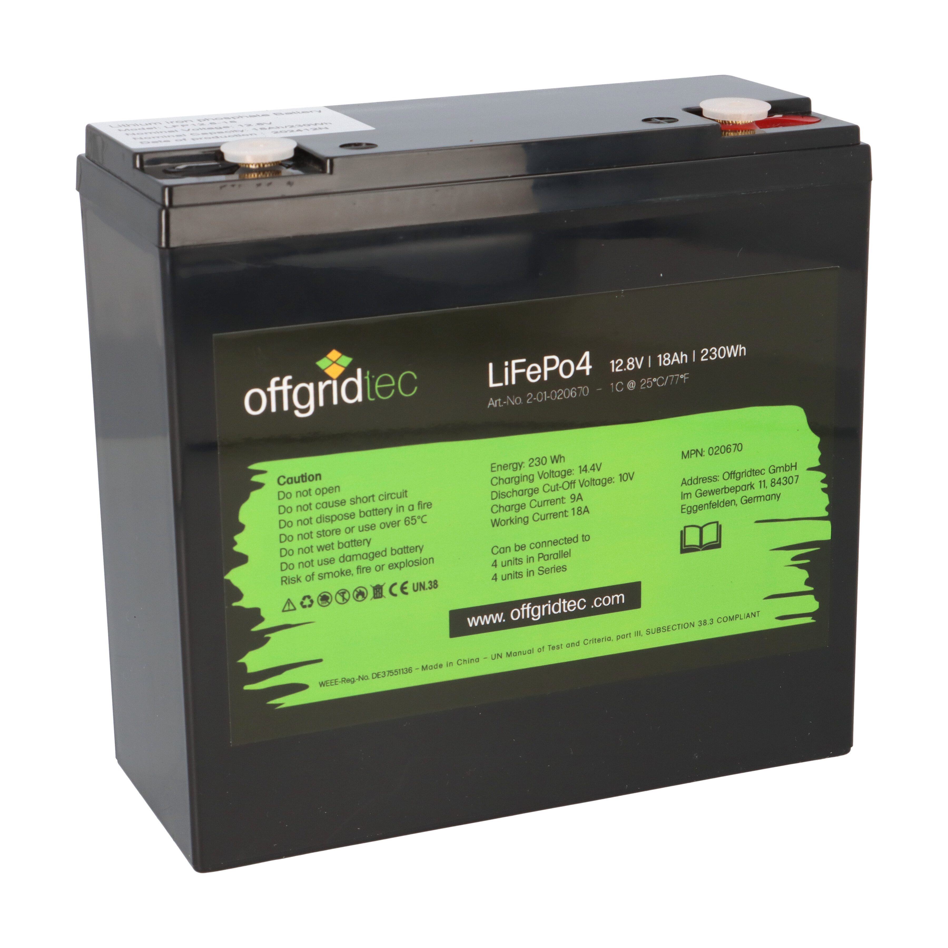 offgridtec Offgridtec LifePo4 Akku 12/18 12,8V 18Ah 224Wh Solarakkus