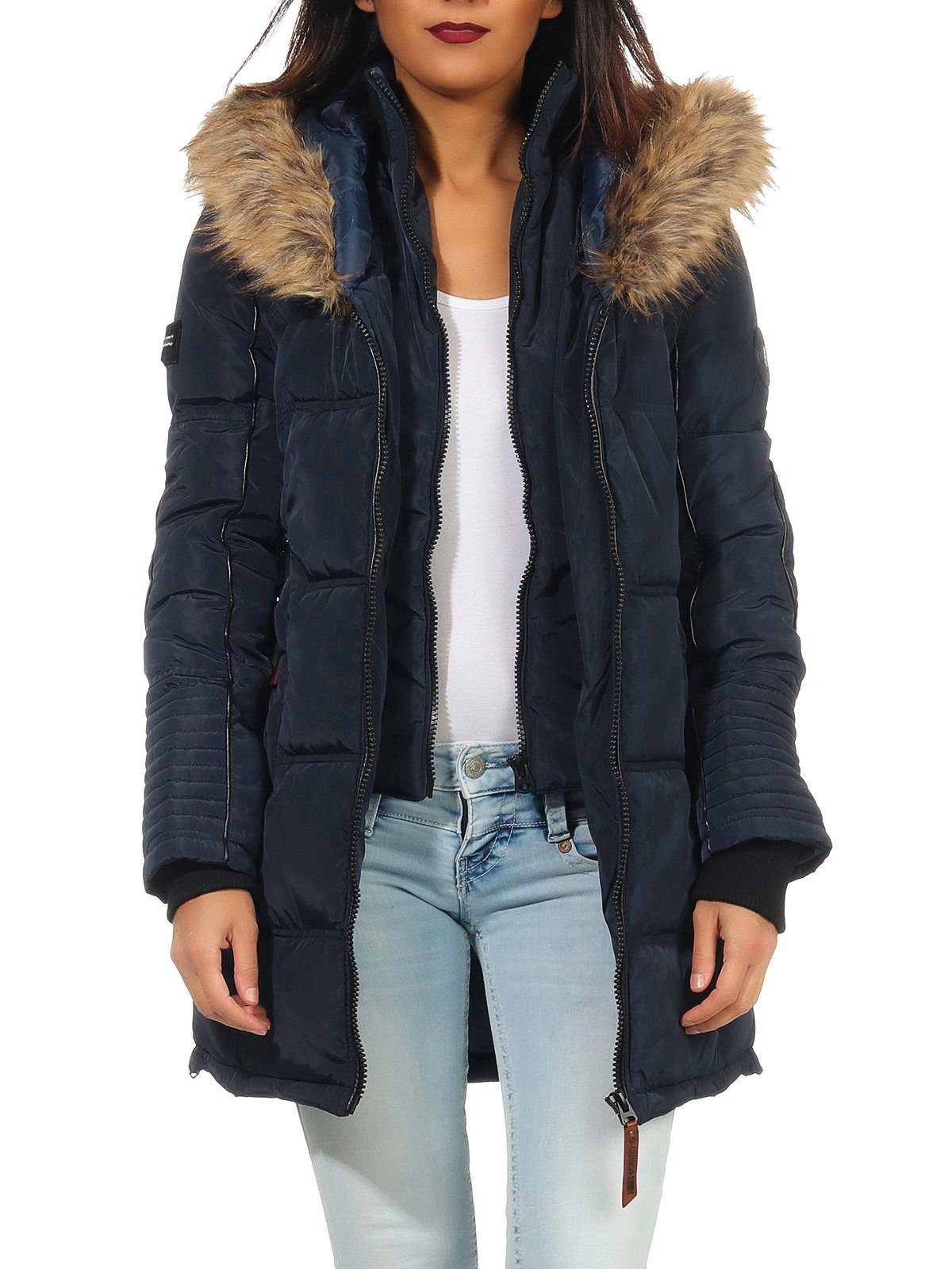 Geographical Norway Winterjacke Damen Outdoor Jacke G-Blustery by leyoley in Unifarbe, mit XXL-Kapuze