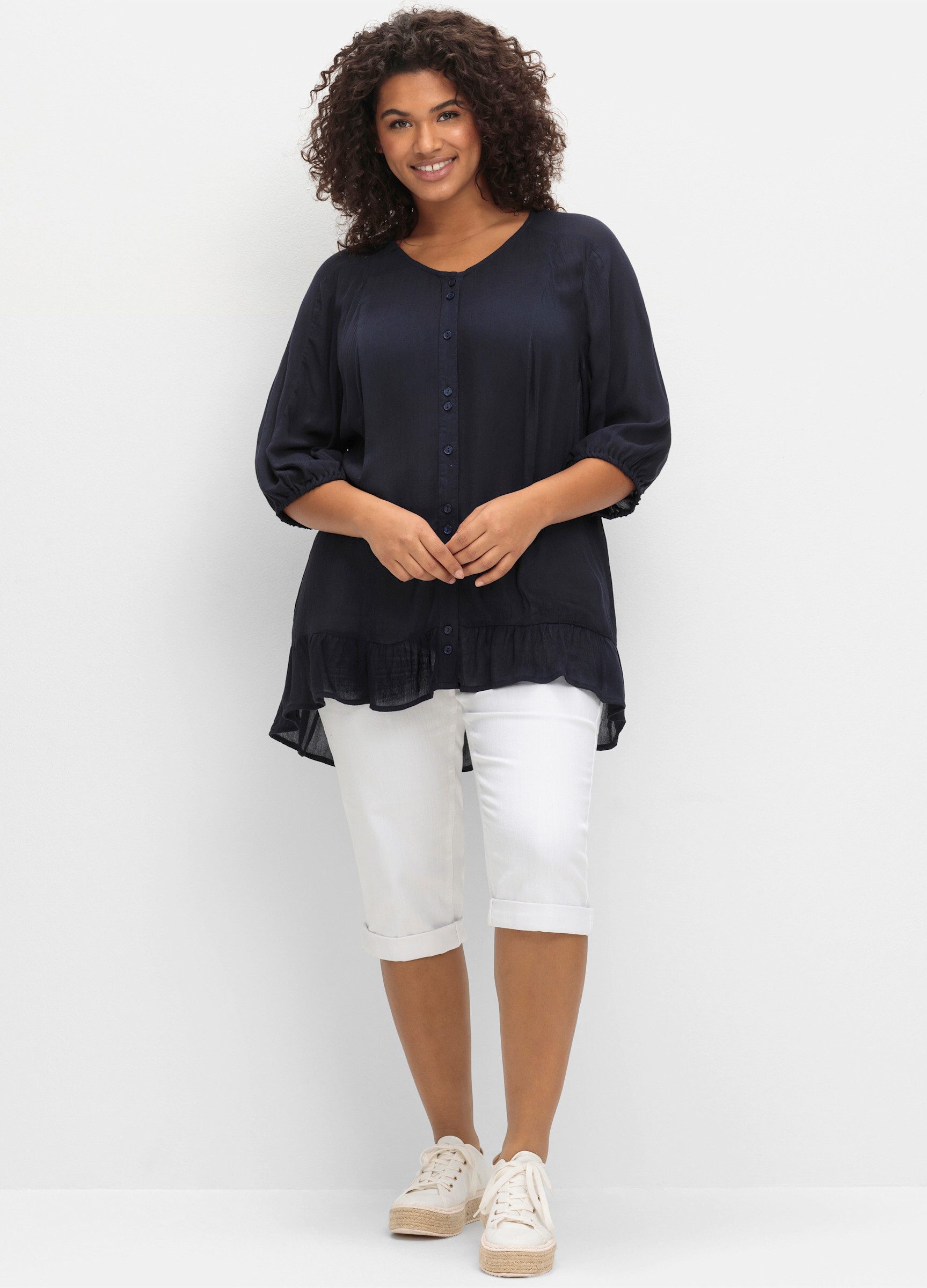 Sheego Klassische Bluse Kurzarmbluse günstig online kaufen