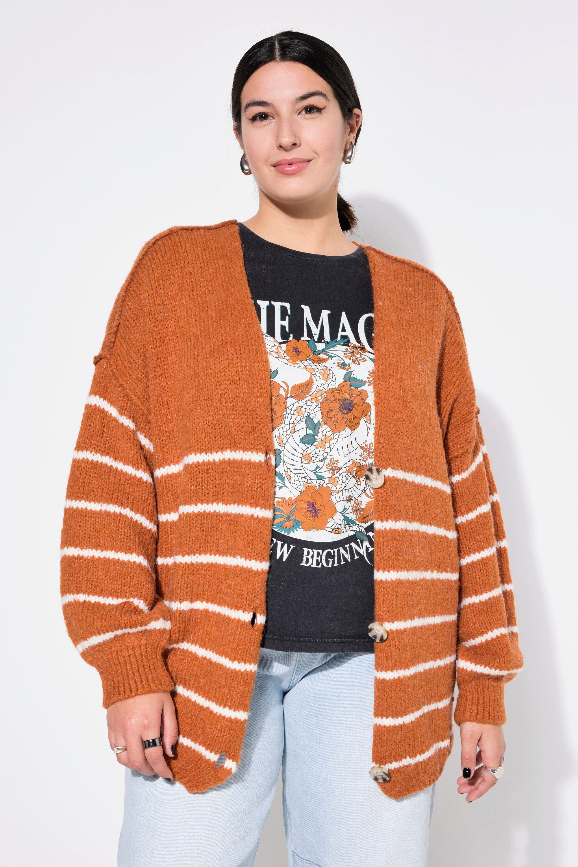 Studio Untold Strickjacke Strickjacke oversized Bretonstreifen günstig online kaufen