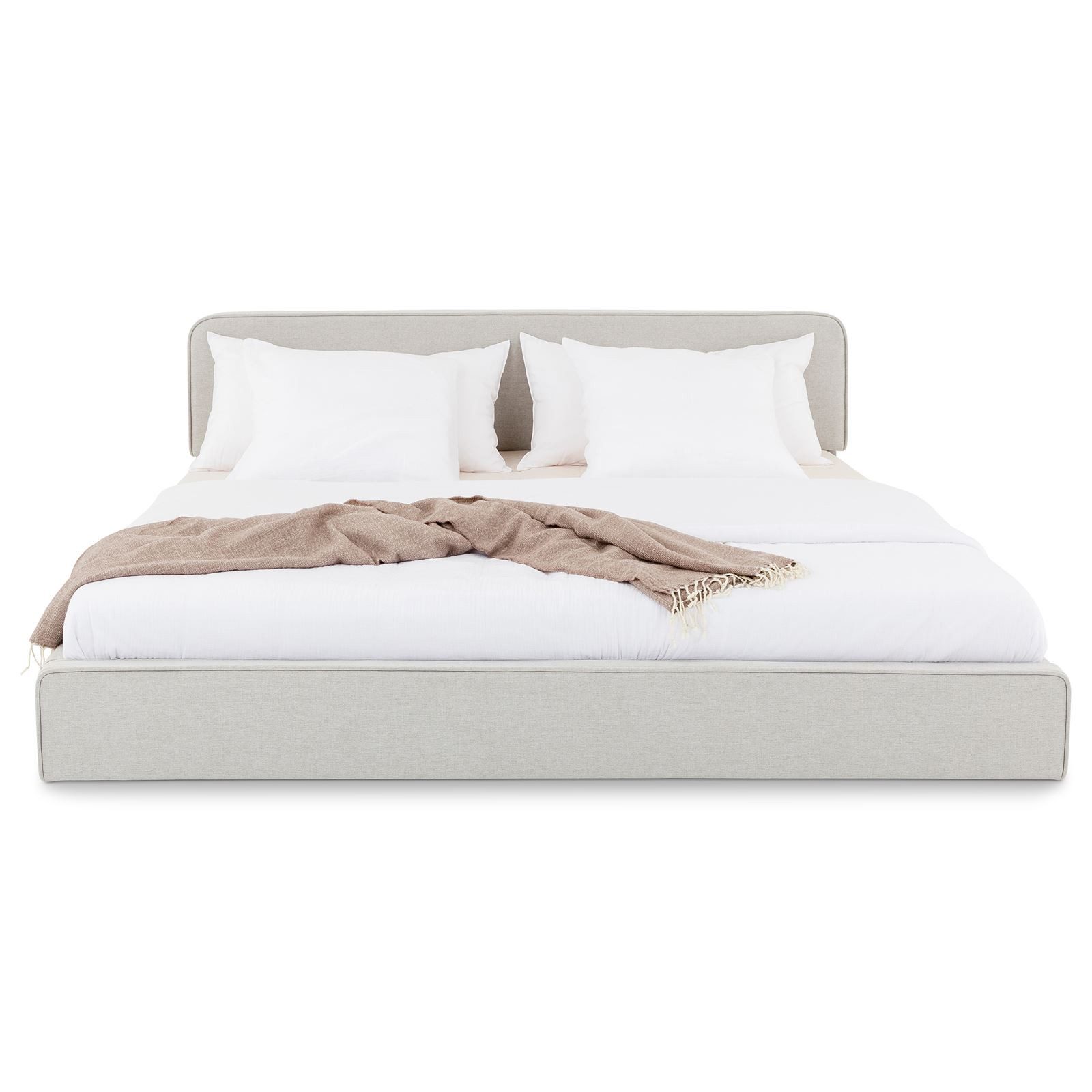 IDIMEX Polsterbett LATINI, Bett 160x200 cm mit Kopfteil höhenverstellbar und Lattenrost Hellgrau