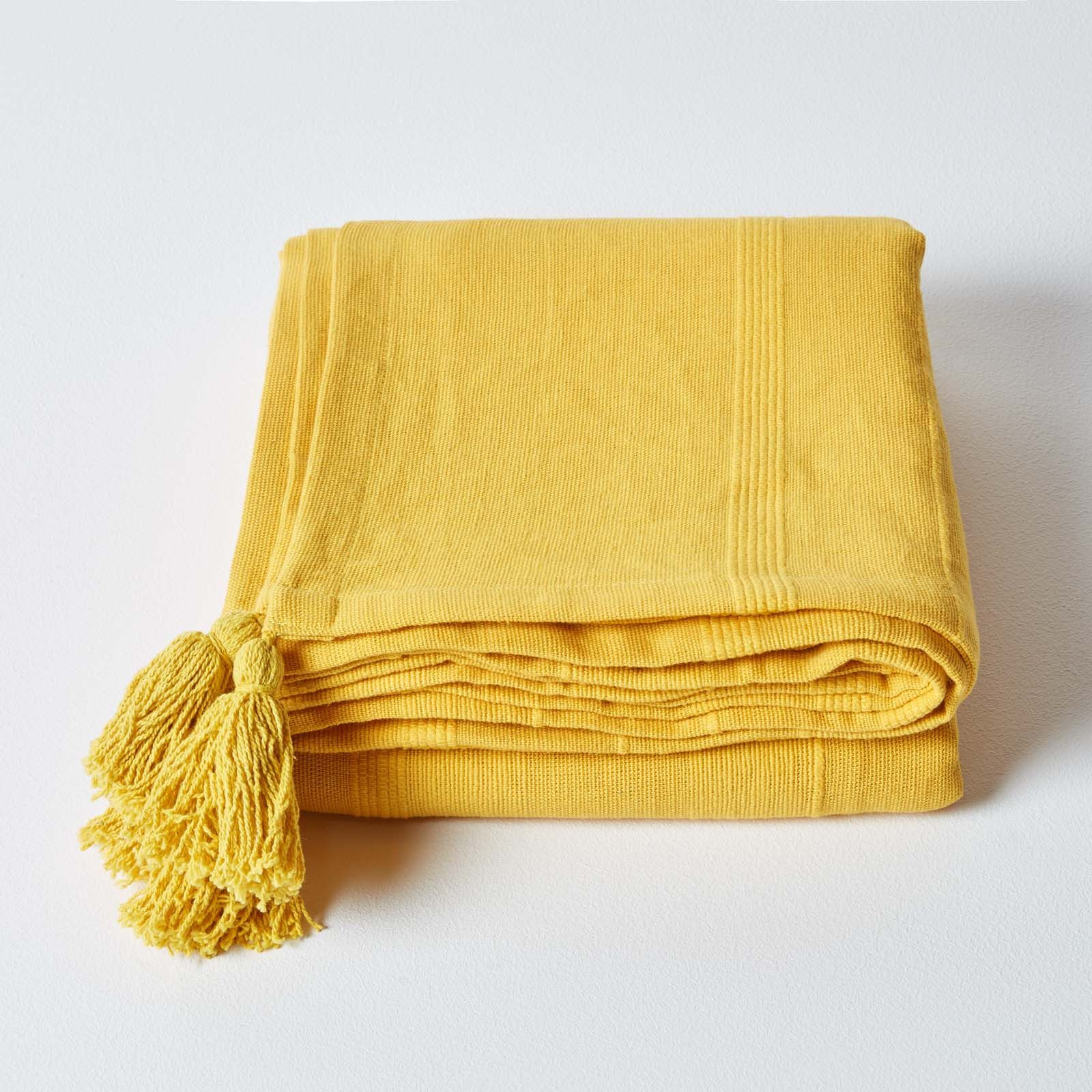 Plaid Tagesdecke Rajput, 100% Baumwolle, gelb, günstig online kaufen