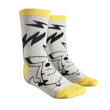 POKÉMON Langsocken Pokemon Pikachu Kinder Jungen lange Socken 3er Pack Gr. 23 bis 34