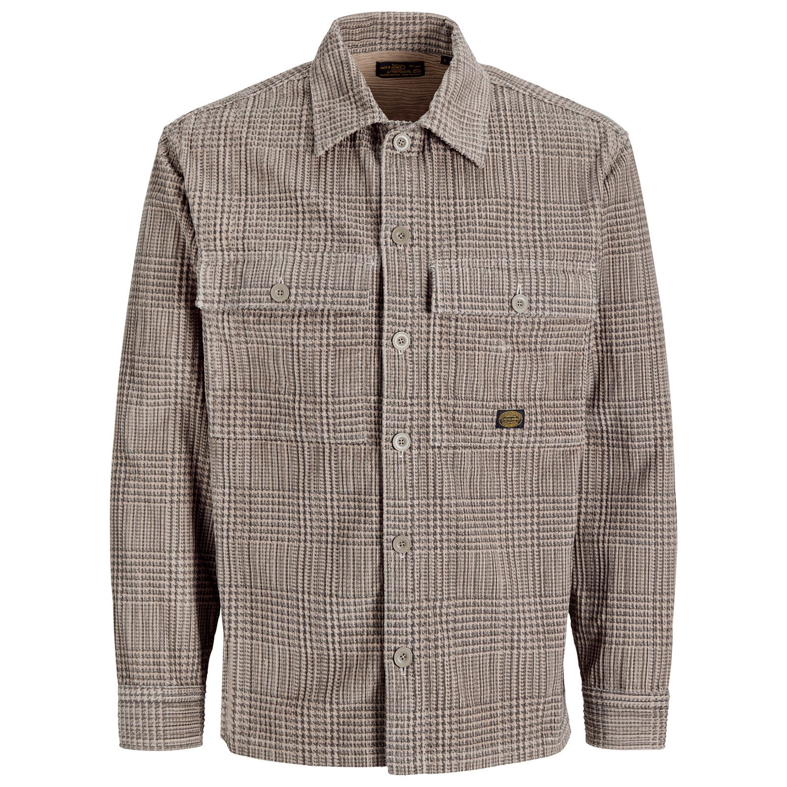 Jack & Jones Hemdjacke Jack&Jones XXL Cord-Hemdjacke beige-grau JPRBLUOLIVER