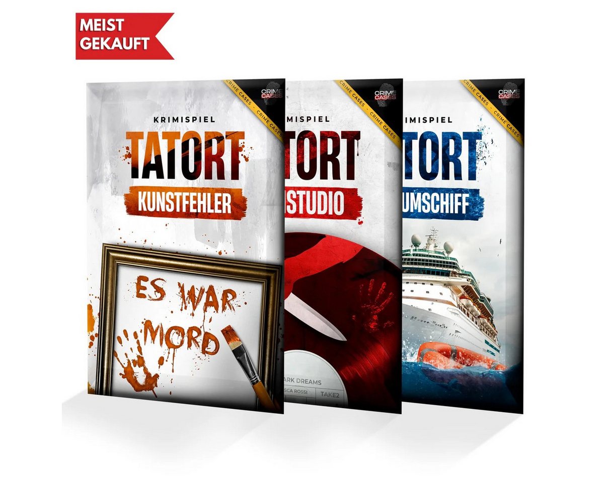 CRIMECASES Spiel Krimi-Tatort-Bundle: 3 Fallakten, Krimispiel für Erwachsene, Krimi Spiel für 1-6 Personen ab 14 Jahren, Escape Room Spiel