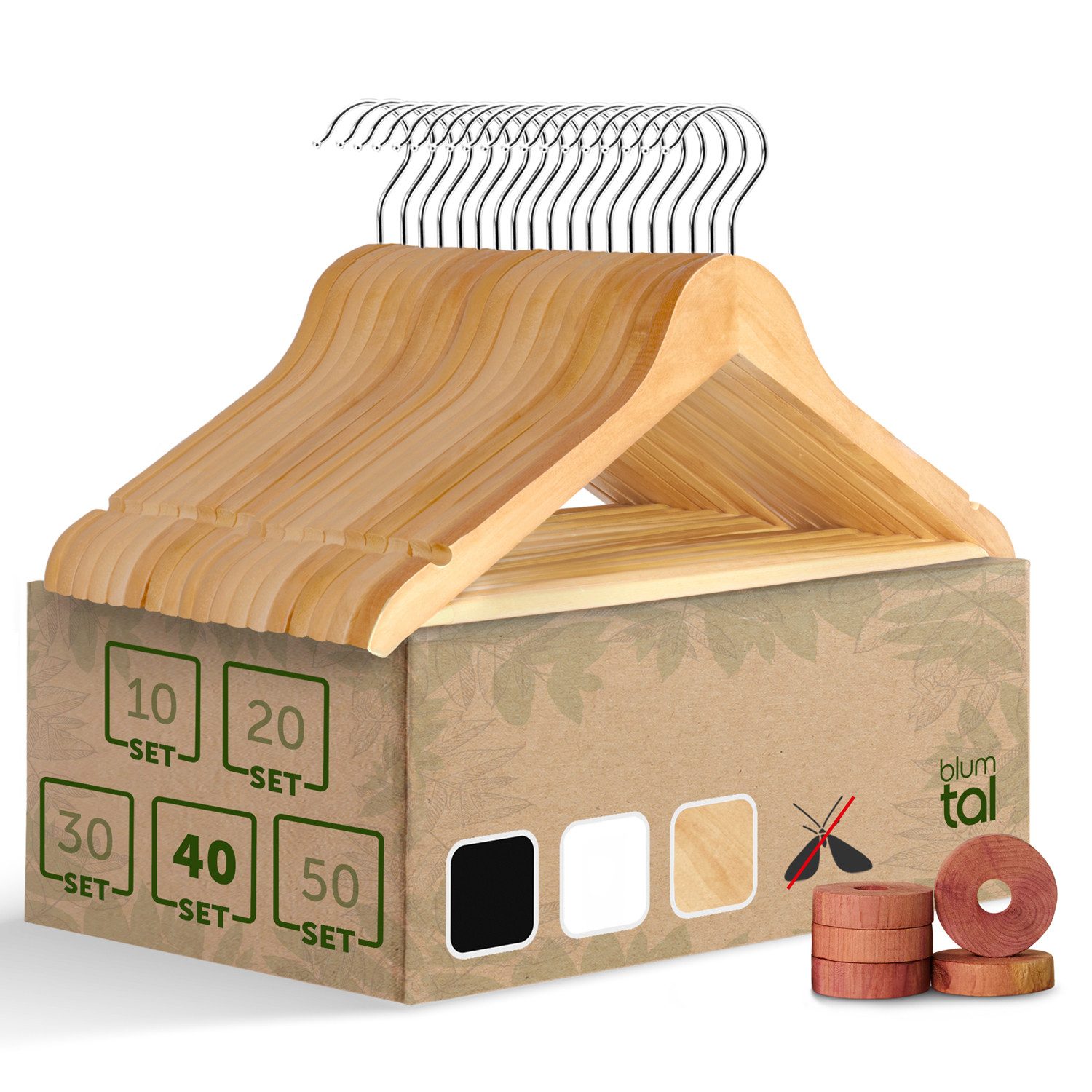 Blumtal Kleiderbügel Kleiderbügel Holz mit 360° drehbarem Metallhaken, (40- günstig online kaufen