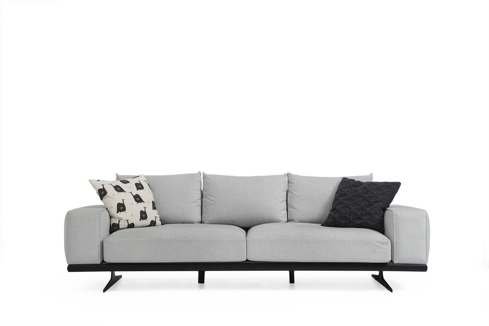 Sessel), 2 Sofa Made Wohnzimmer-Set Sitzer in Europa JVmoebel Sessel Stoff 2-Sitzer Sofagarnitur Set, + 1x Grau Modern Zweisitzer (2-St., 1x