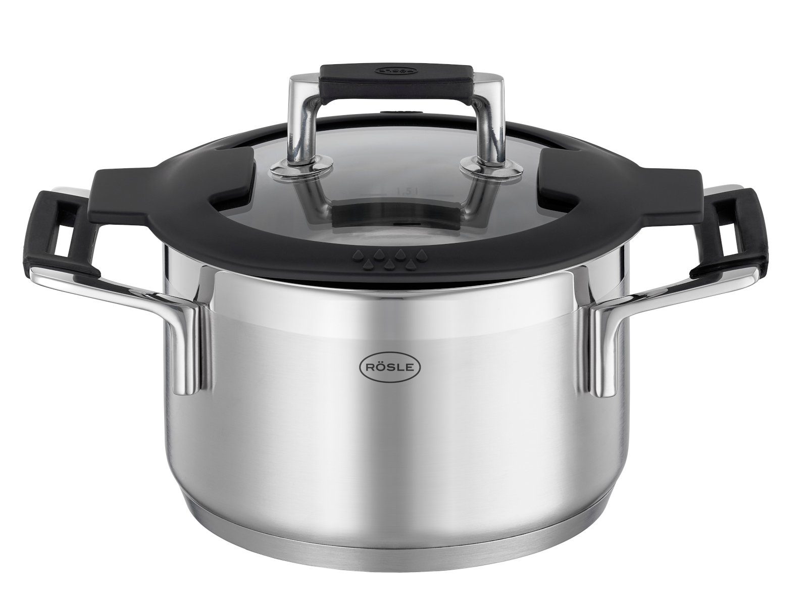 RÖSLE Kochtopf Silence® Pro Kochtopf mit Deckel 16 cm, Edelstahl 18/10, Kochtopf SILENCE PRO Ø 16 cm