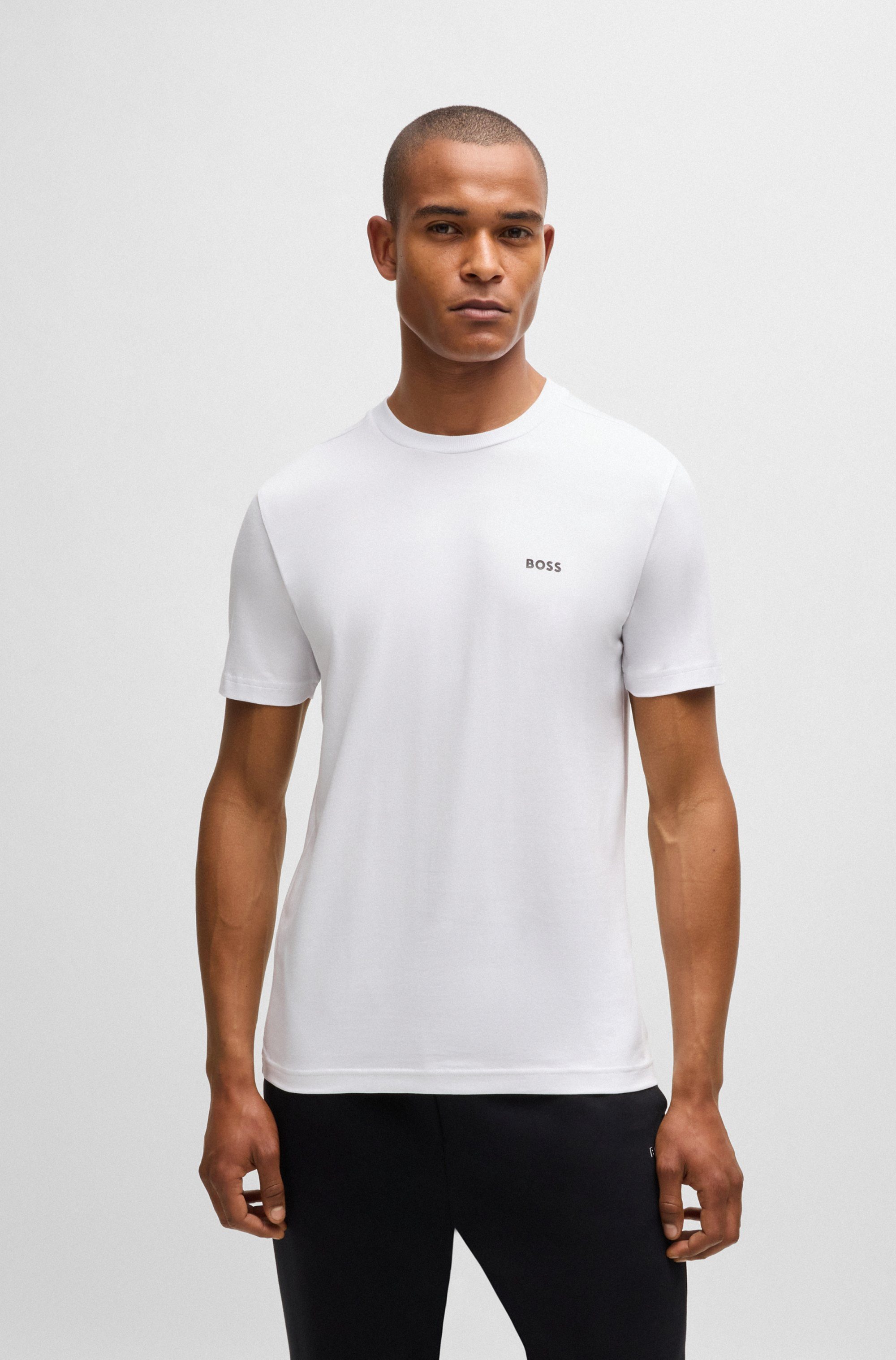 BOSS GREEN Rundhalsshirt Tee mit gummiertem günstig online kaufen