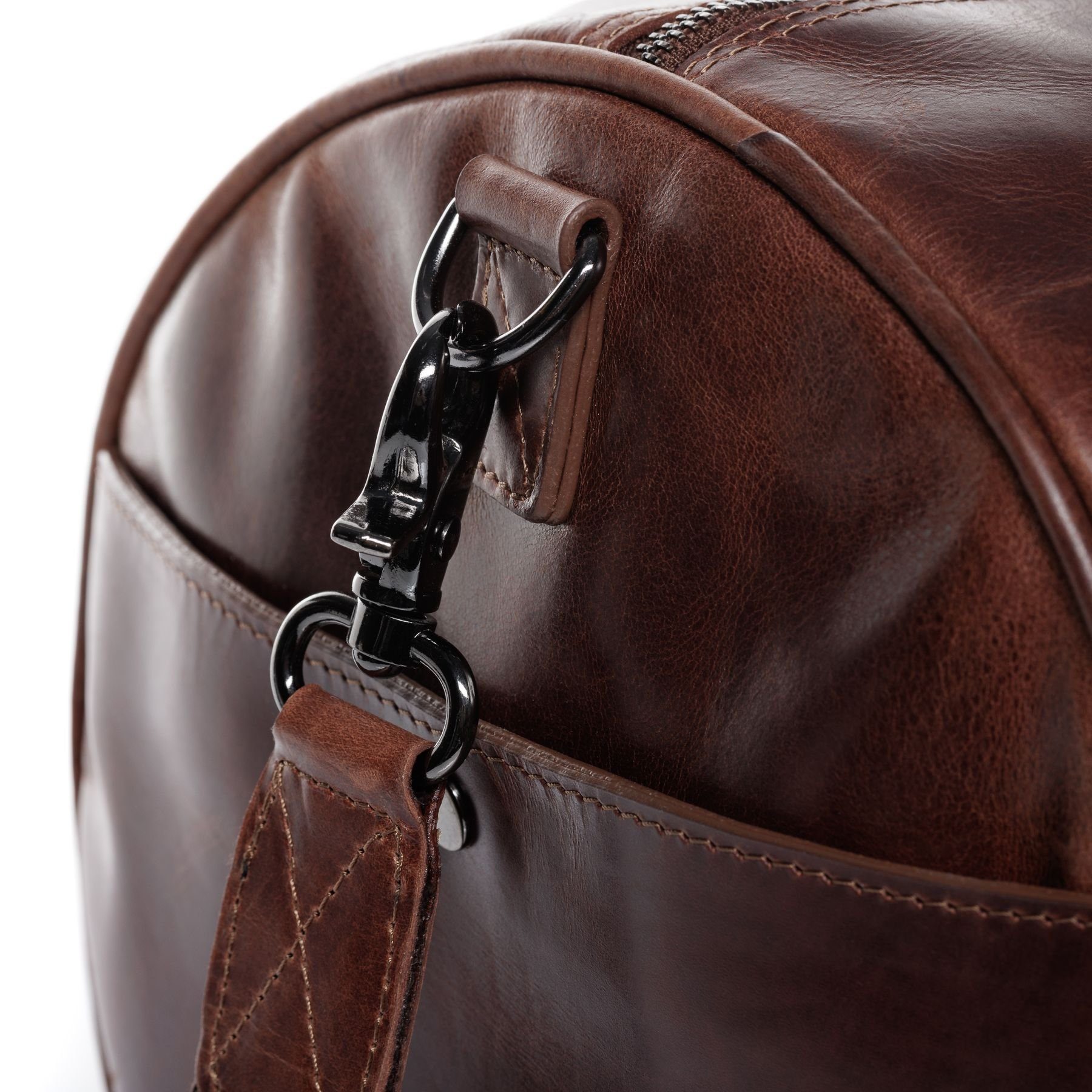FEYNSINN Umhängetasche echt Leder Weekender groß Ledertasche braun FINLAY, Echtleder Reisegepäck für Damen & Herren, Sporttasche XL braun-cognac