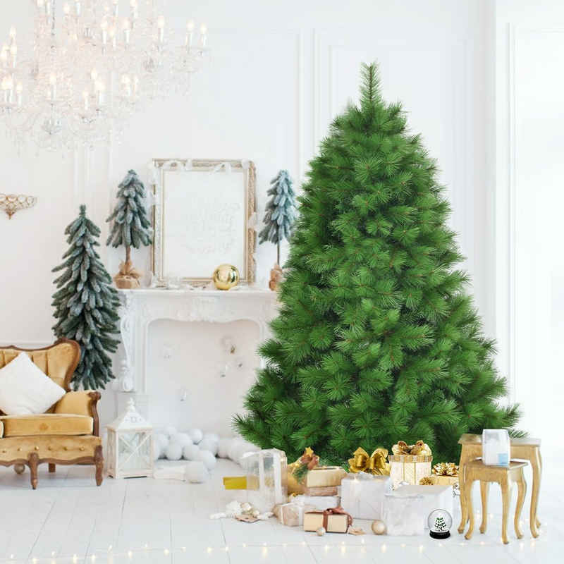 COSTWAY Künstlicher Weihnachtsbaum, 180 cm, mit 586 Zweigen & Metallständer, PVC Nadeln, Grün