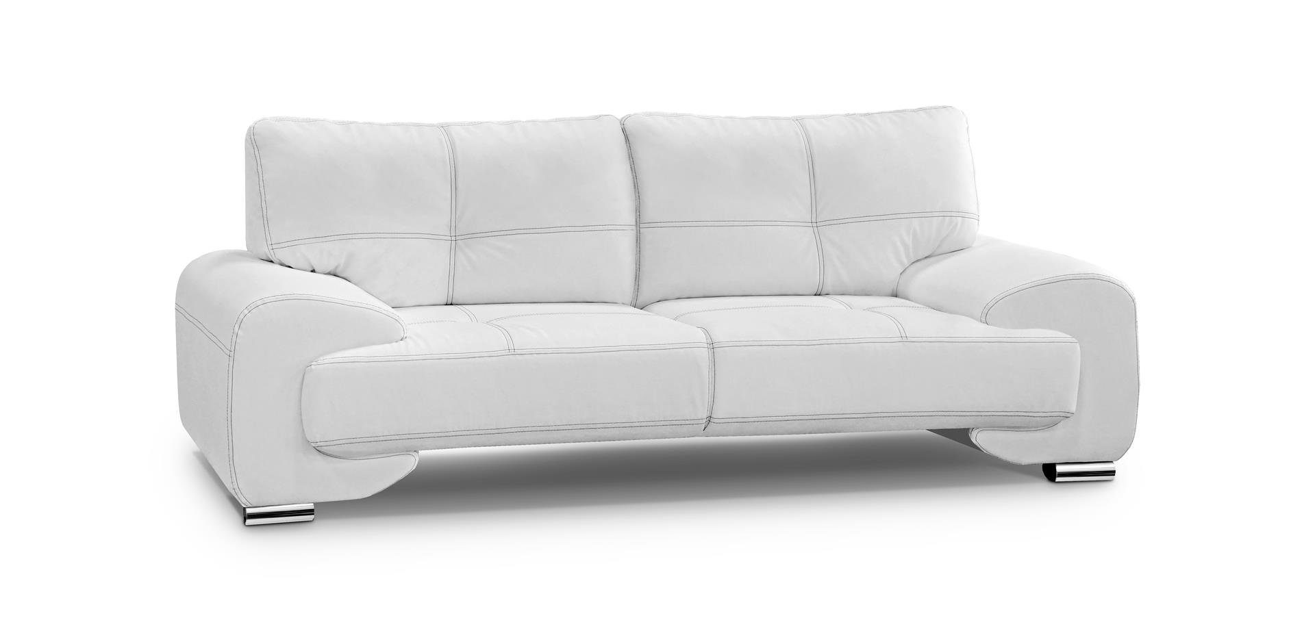 Beautysofa Sofa Dreisitzer Sofa Couch OMEGA Neu Weiß (dolaro 511)