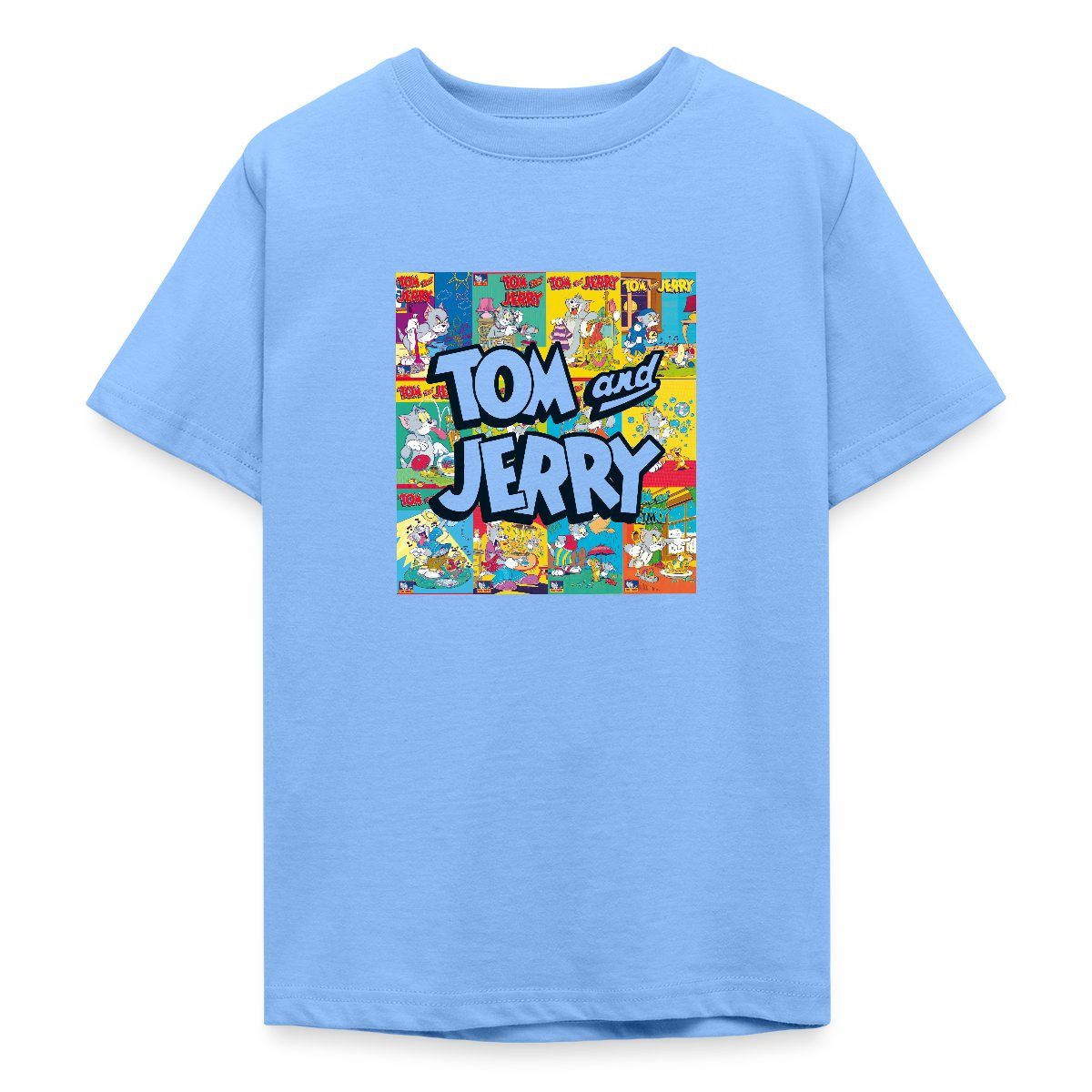 T-Shirt Tom Und Jerry Logo Mit Vintage-Cover Collage Teenager T-Shirt
