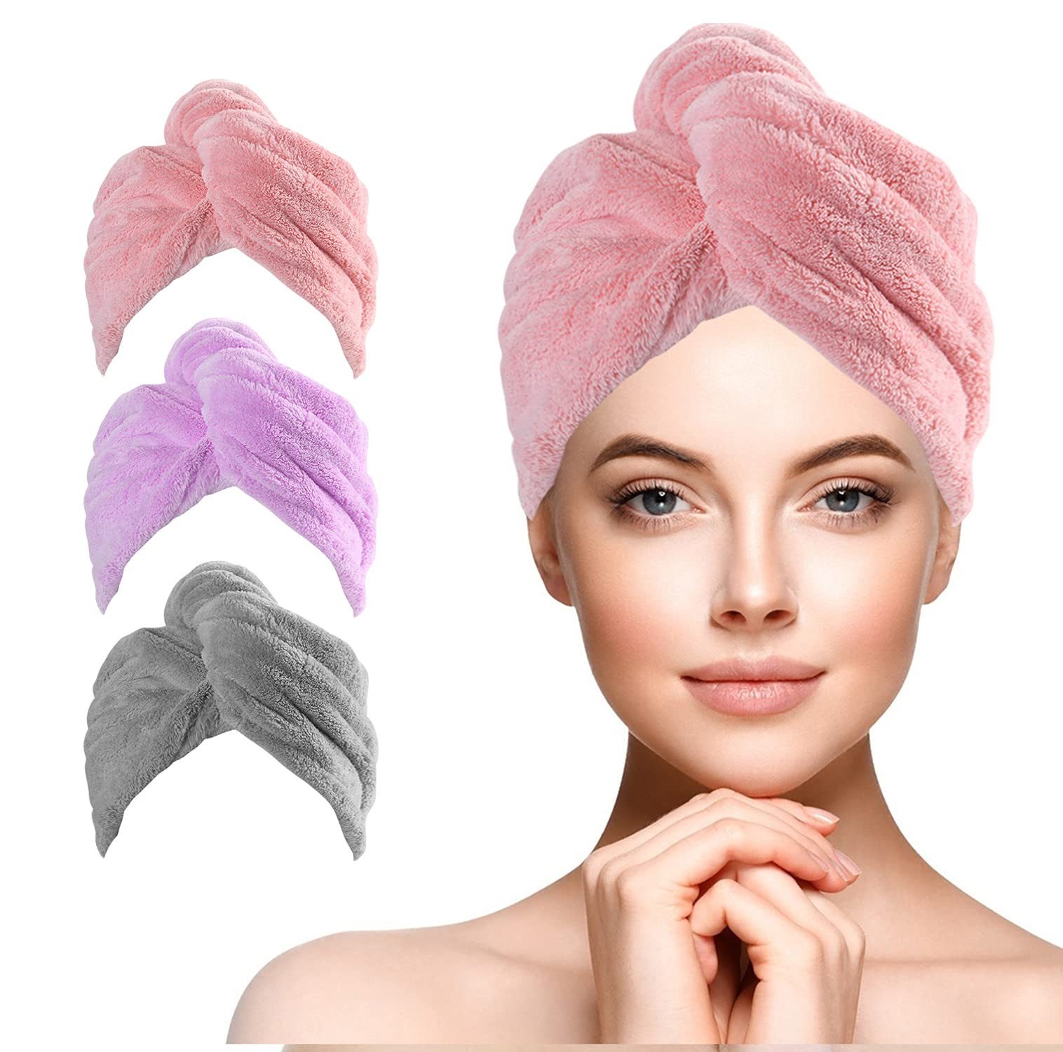 Coonoor Turban-Handtuch 3 Stück Mikrofaser Handtuch günstig online kaufen