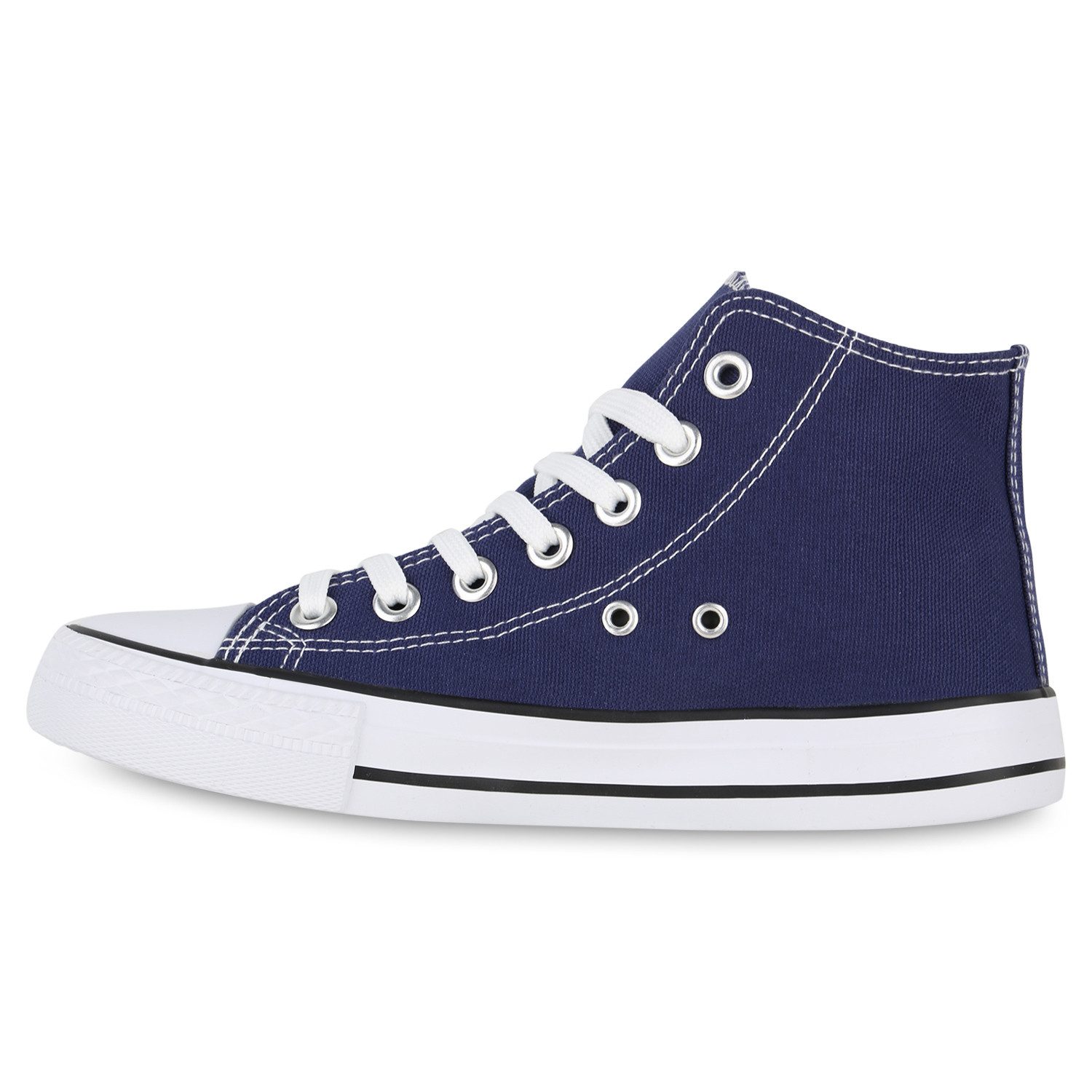 VAN HILL 841313 Sneaker Damen Sneaker High Schnürer Bequeme Basic Freizeit Stoff