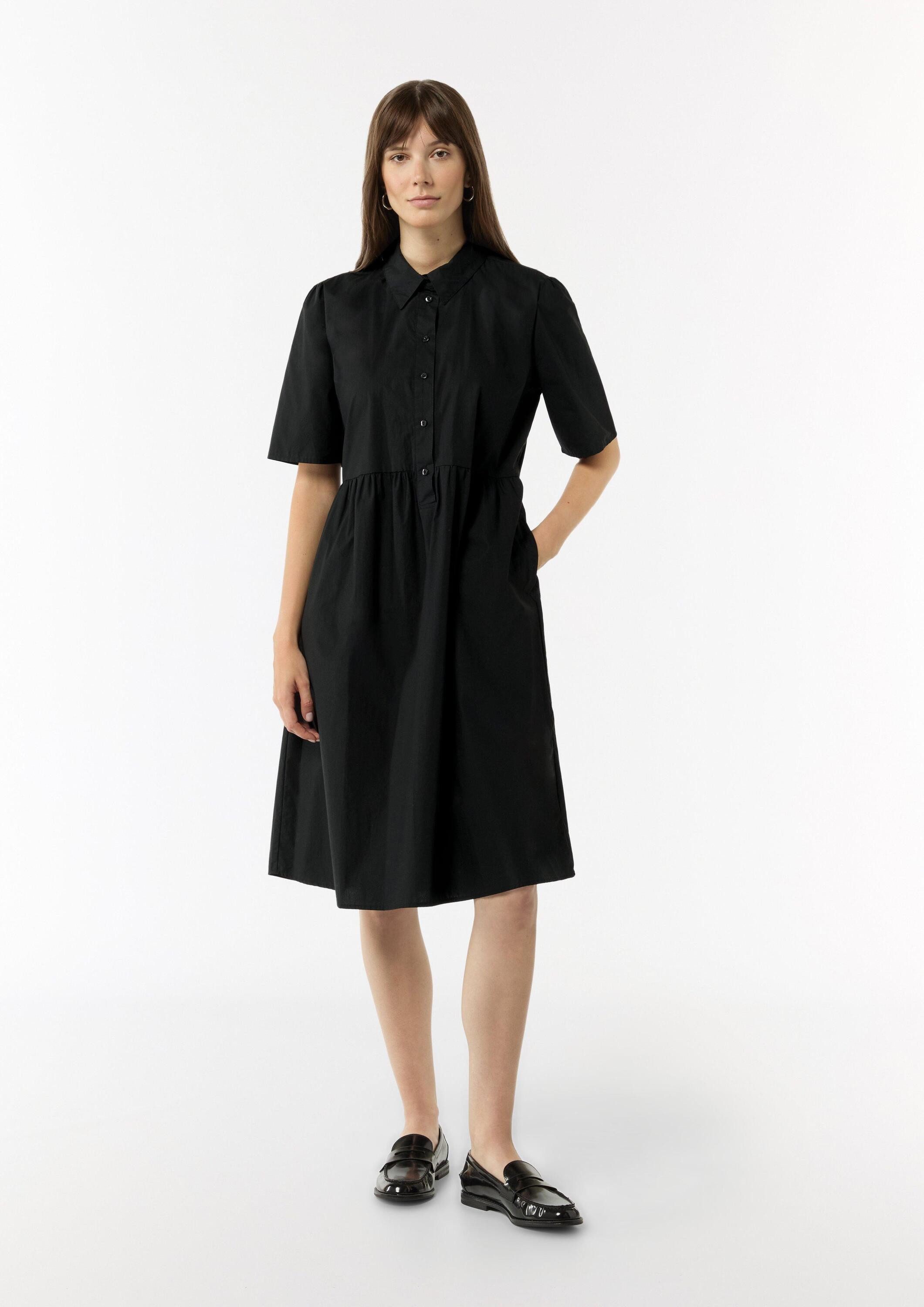 comma Midikleid Kleid Baumwoll-Kleid mit Hemdkragen und Knopfleiste
