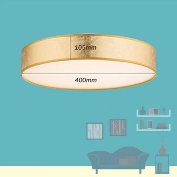 bmf-versand Deckenleuchte Deckenleuchte LED Wohnzimmer Schlafzimmer Deckenlampe Textil Gold mit, Pflegetuch, LED fest integriert, Warmweiß, Esszimmer, Küche, Flur