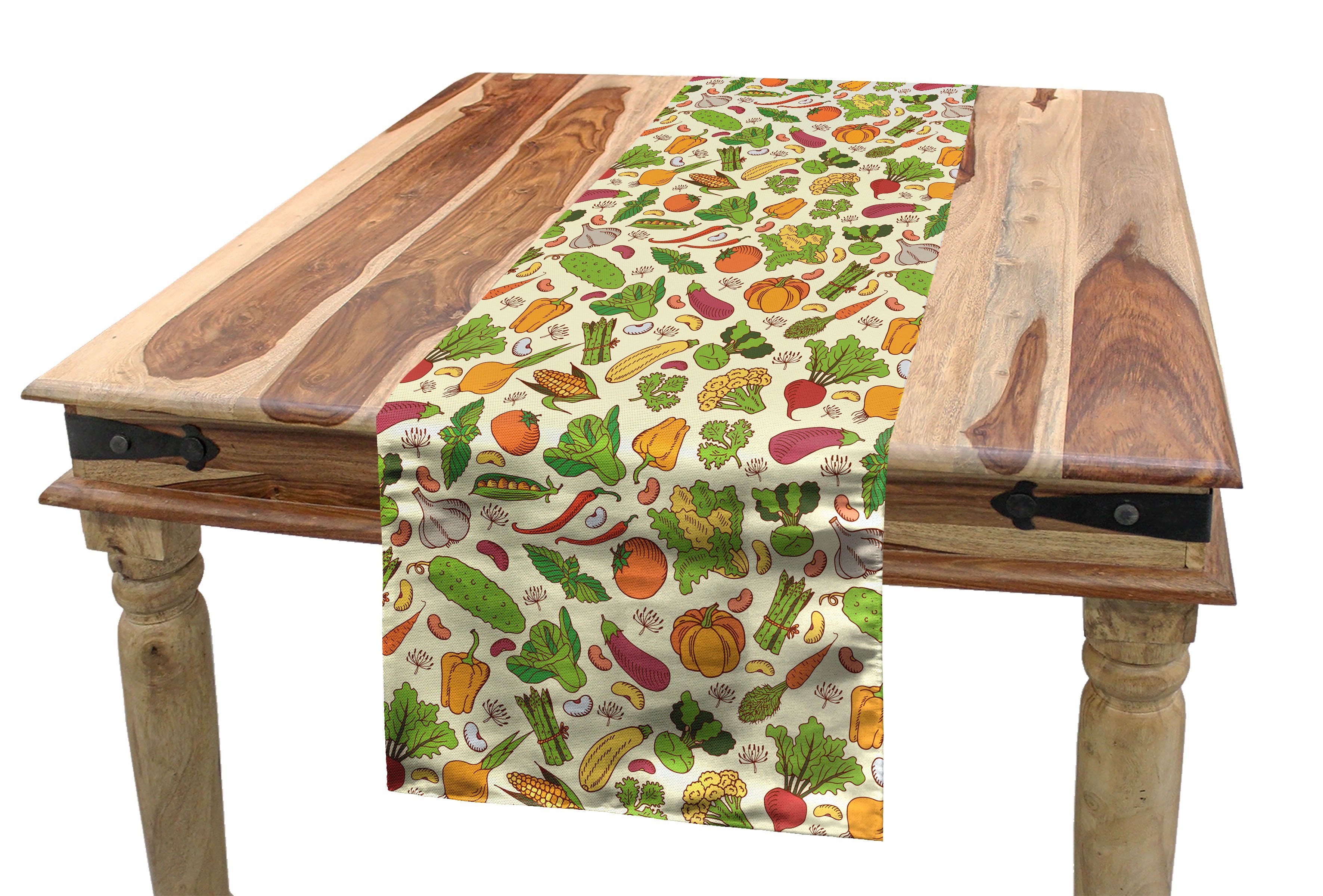 Gemüse Küche Gesundes Dekorativer Esszimmer Rechteckiger Tischläufer, Kochen Tischläufer Abakuhaus Theme