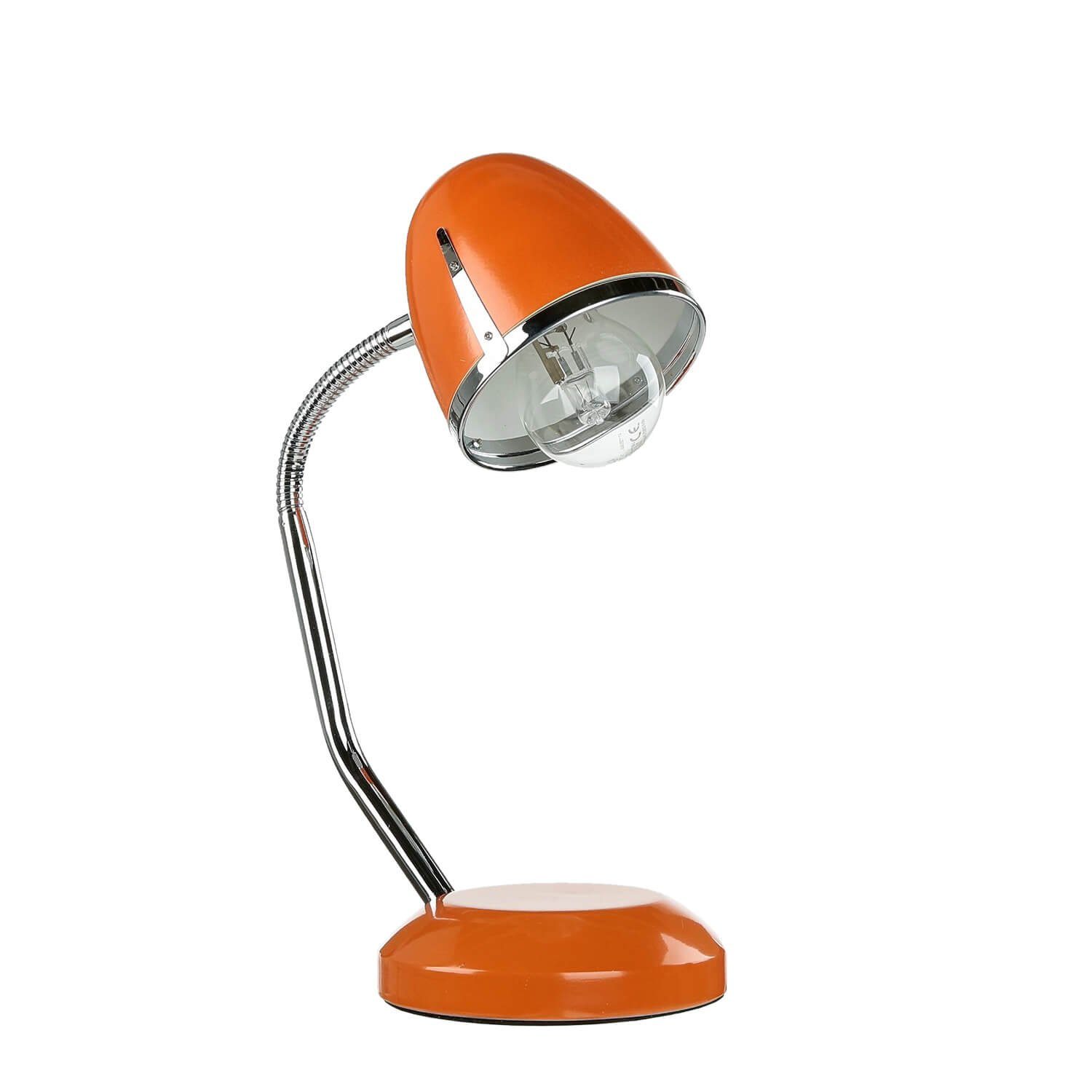 Licht-Erlebnisse Schreibtischlampe POCATELLO, ohne Leuchtmittel, Tischleuchte Retro Design flexibel verstellbar Metall 36 cm Orange E27