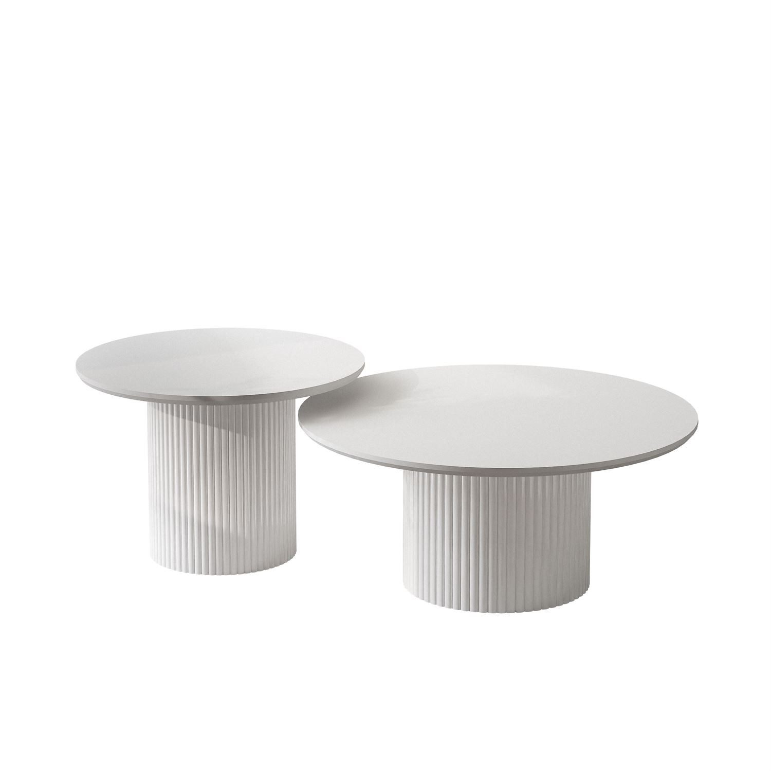 Lookway Couchtisch OVI-Tischset mit geriffelter Basis (2er Set), Durchmesser: ⌀80 cm und ⌀60 cm, Höhe: 36/42 cm – Bild 5 von 5