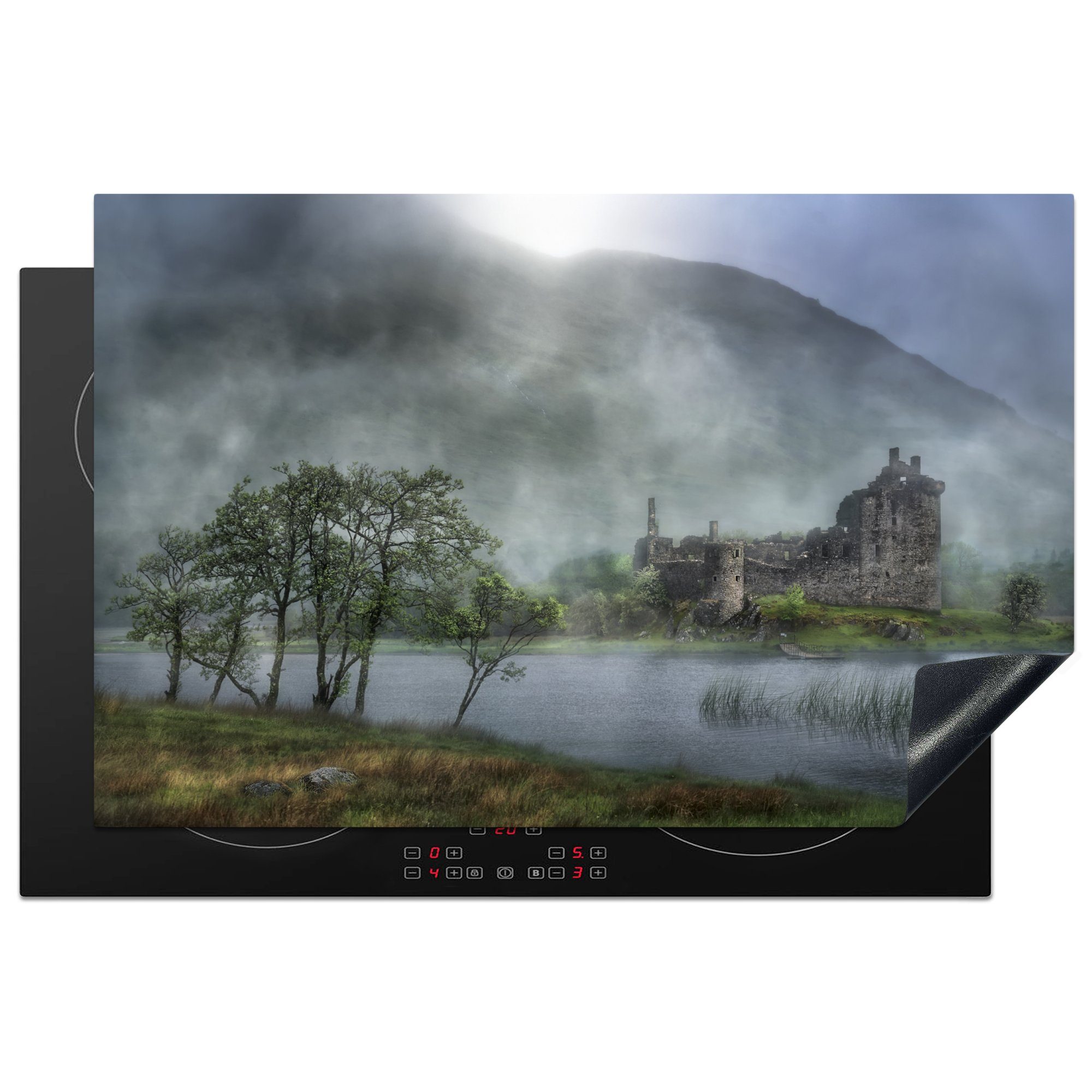 MuchoWow Herdblende-/Abdeckplatte Mittelalterliche Festung in Schottland, Vinyl, (1 tlg), 81x52 cm, Induktionskochfeld Schutz für die küche, Ceranfeldabdeckung