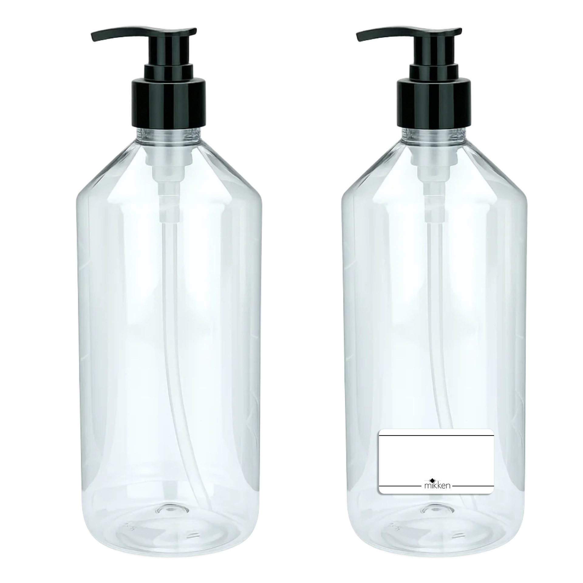 mikken Seifenspender 1000 ml PET Plastikflasche leere Flasche mit Pumpkopf, Dosierflasche, (2-tlg., 2er, 4er, 6er, 10er), 1 Liter, lebensmittelecht