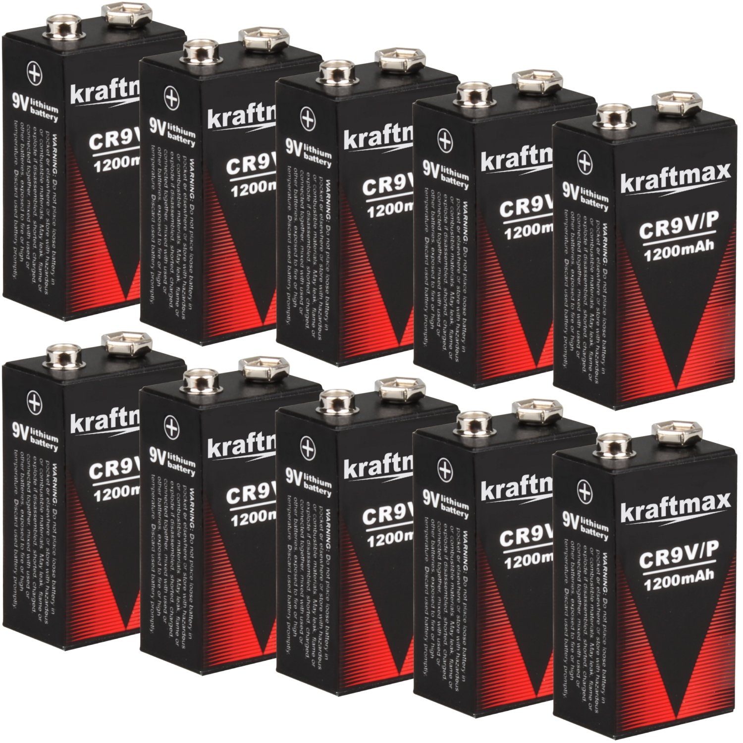 kraftmax 9V Block Lithium Hochleistungs- Batterien für Rauchmelder Batterie, (9 V)