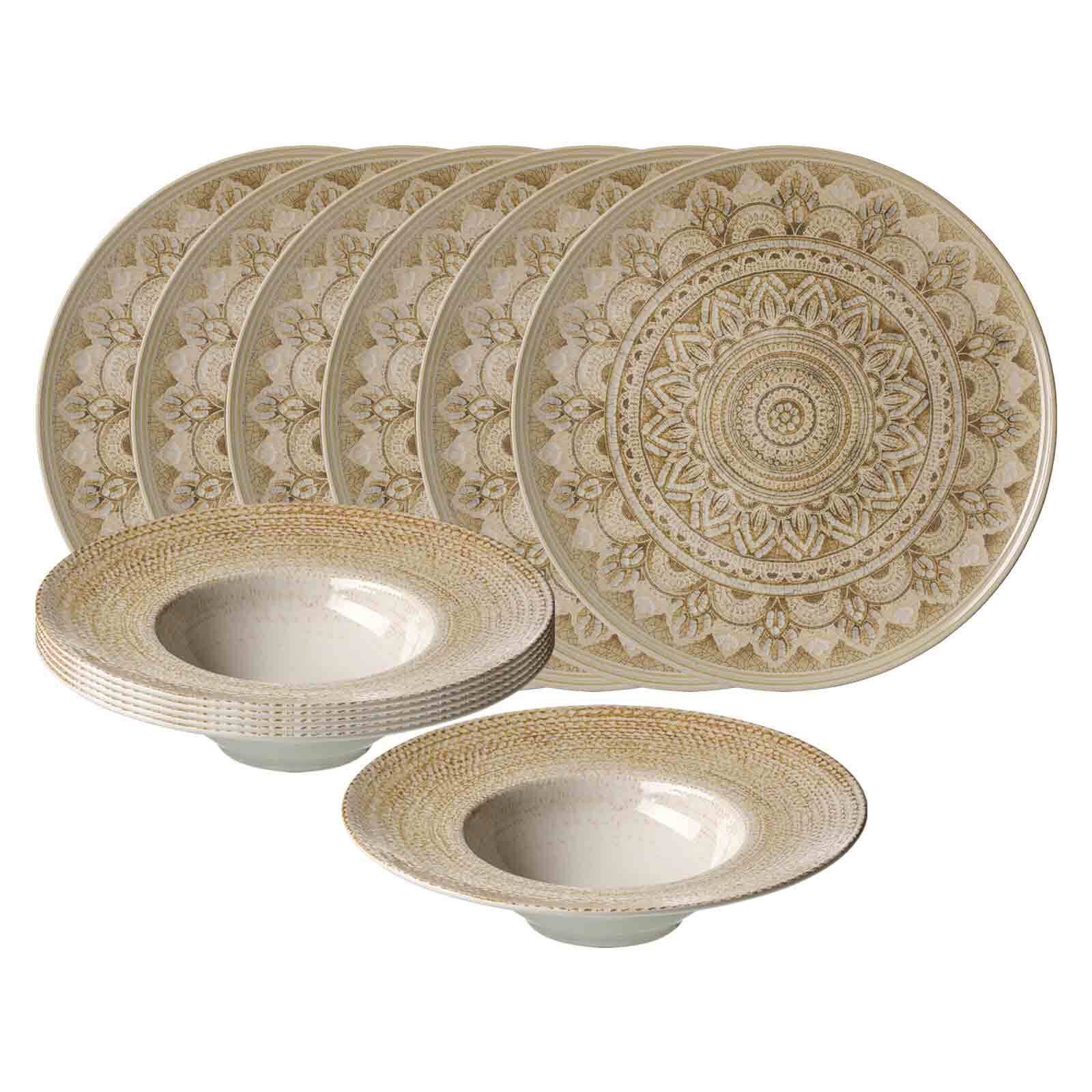 Ritzenhoff & Breker Комбинированное обслуживание Rimini Mandala Gourmet-Set 12er Set (12-tlg), Steinzeug