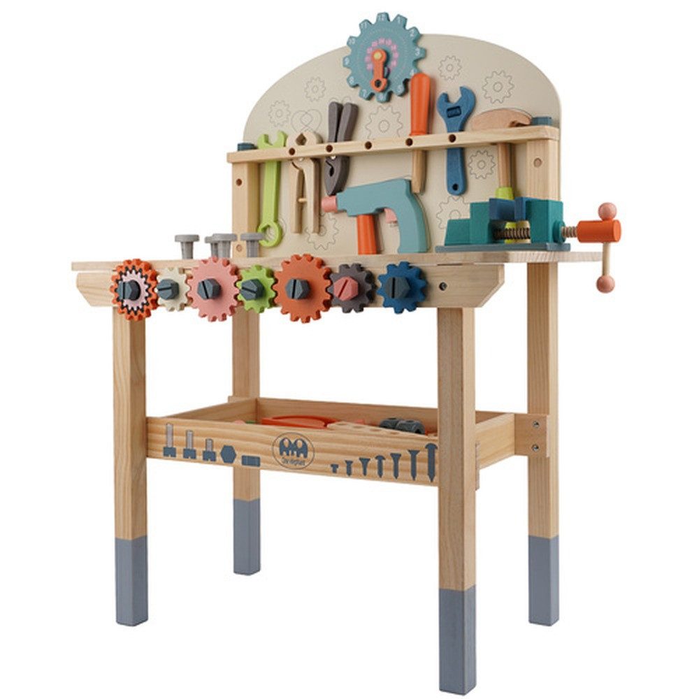 KRUZZEL Spielwerkbank Kinderwerkstatt 3-in-1-Holzwerkzeugen, (Spar-Set, DIY), Ideal für Zuhause, Kindergarten oder Spielzimmer