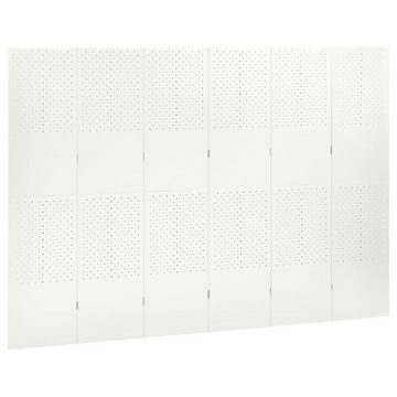 vidaXL Raumteiler Paravent Trennwand Spanische Wand 6-tlg Raumteiler Weiß 240x180 cm Sta
