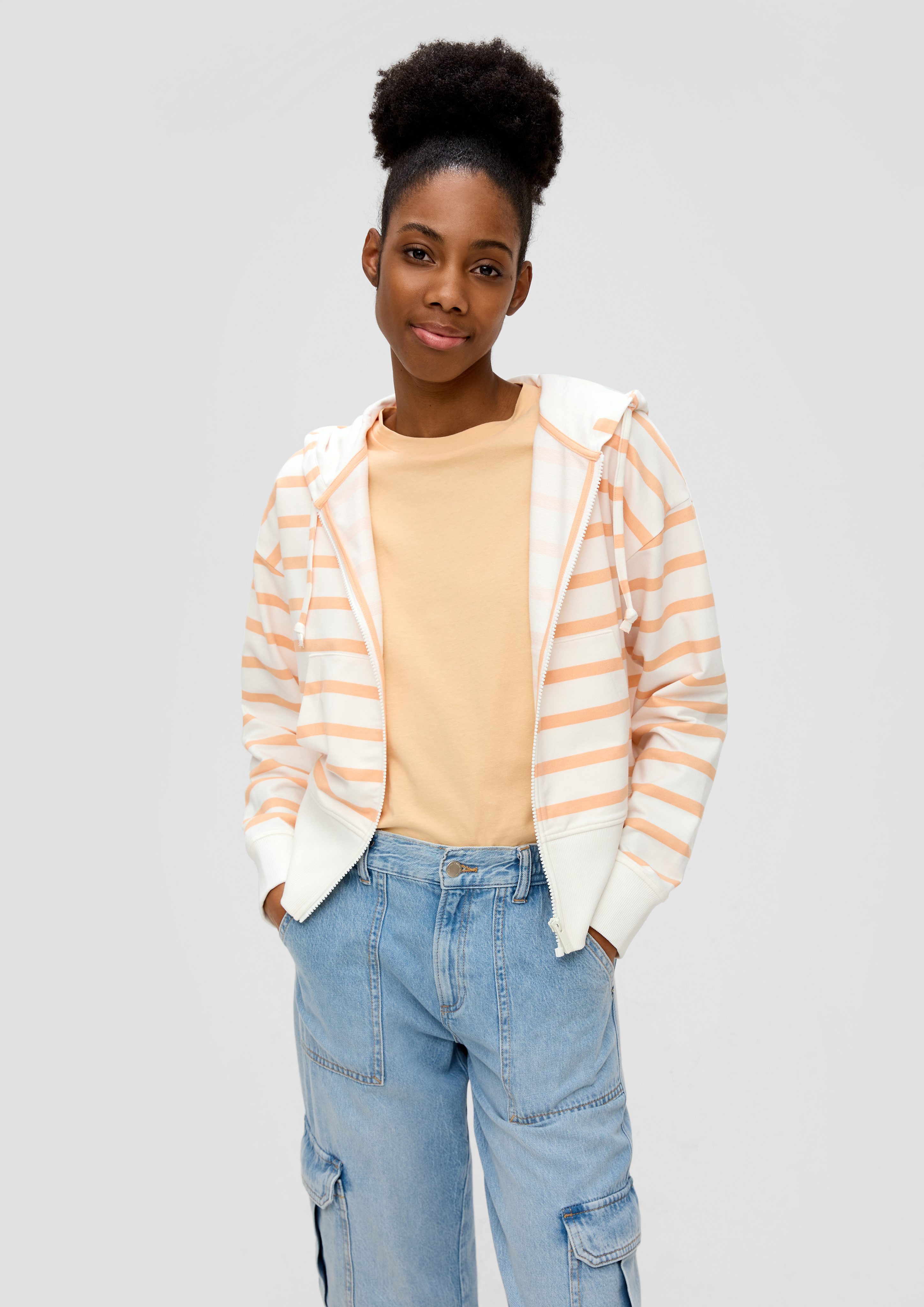 QS Sweatshirt Sweatjacke aus Baumwollstretch günstig online kaufen