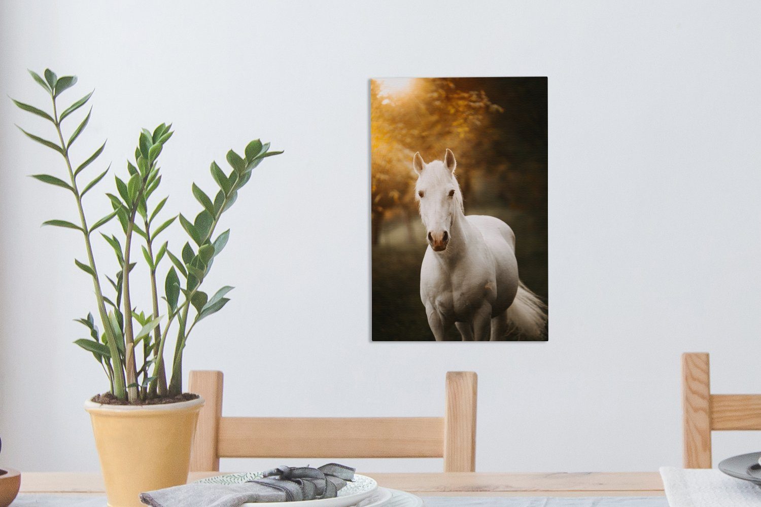 OneMillionCanvasses® Leinwandbild Pferd - Licht - Gemälde, inkl. cm (1 bespannt 20x30 Zackenaufhänger, Sonne, St), Leinwandbild fertig