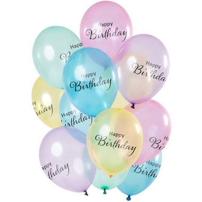 Folat Latexballon Latexballons Ballons 'Happy Birthday' Pastell Tran