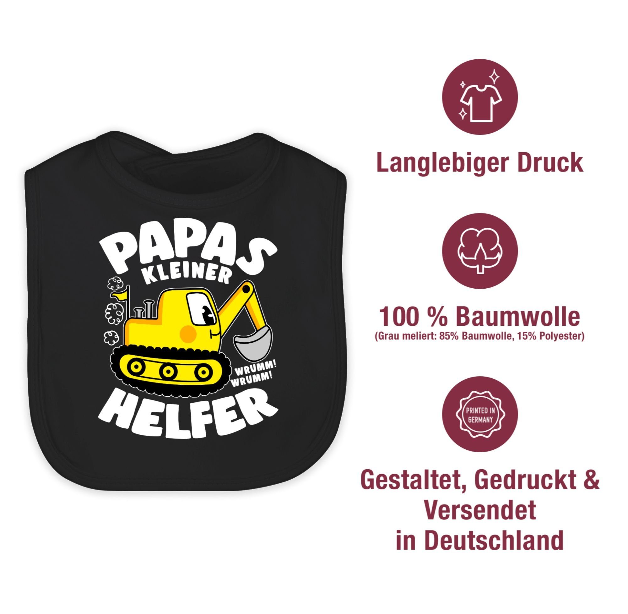 Lätzchen Geschenk I 3 Vatertag Shirtracer Baby Papas kleiner Bagger, Helfer Schwarz