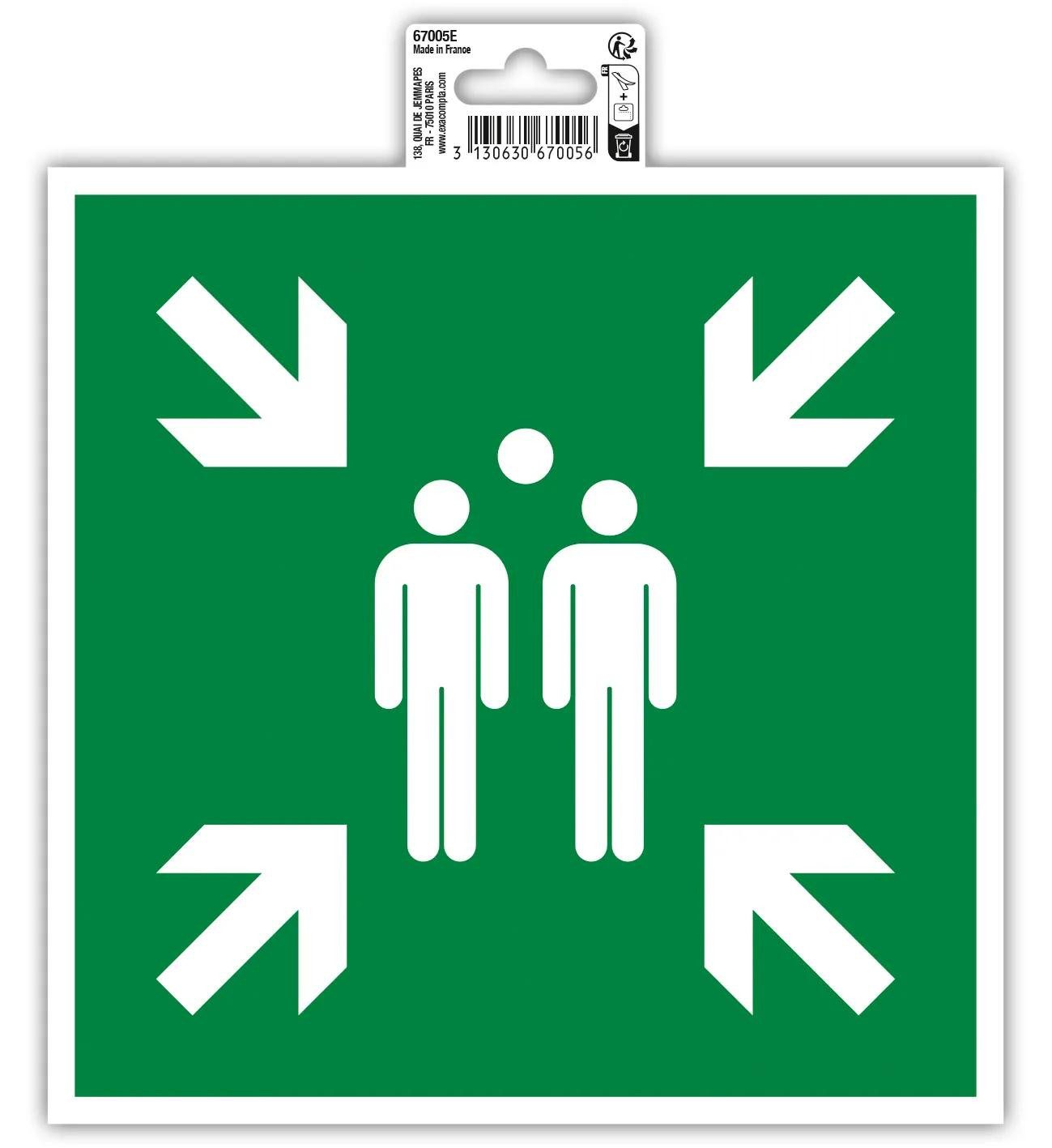 EXACOMPTA Warnschild Hinweisschild Sammelstelle PVC selbstklebend 20x20 cm Grün 67005E, Sockel